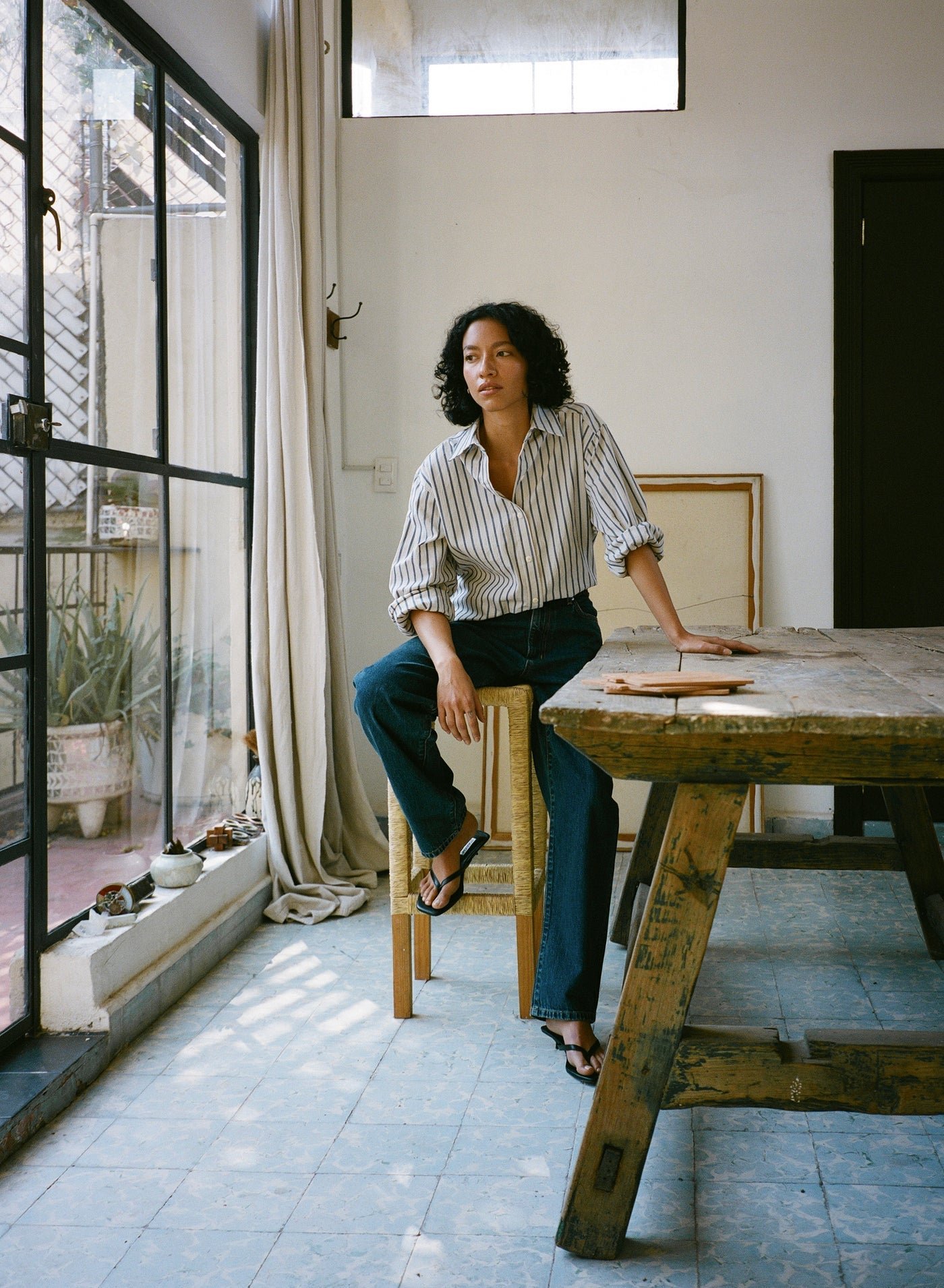 Marcie Shirt, Japanese Organic Cotton, Riviera Stripe - Image 2