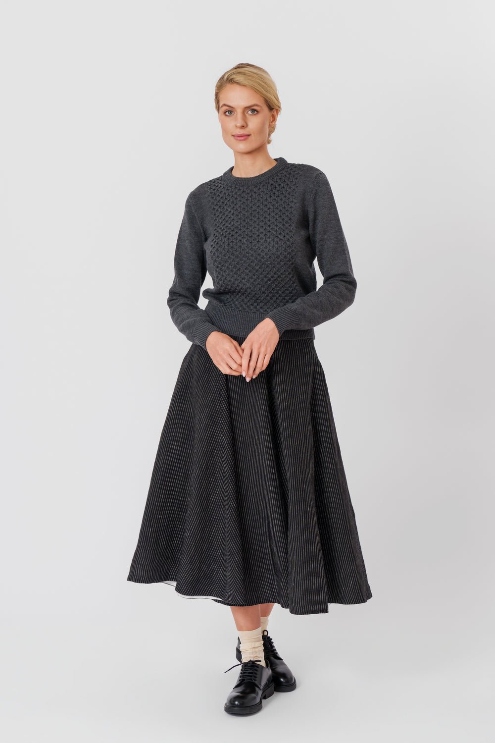 Elaine – Merino Wool Sweater in Charcoal Grey - Image 2