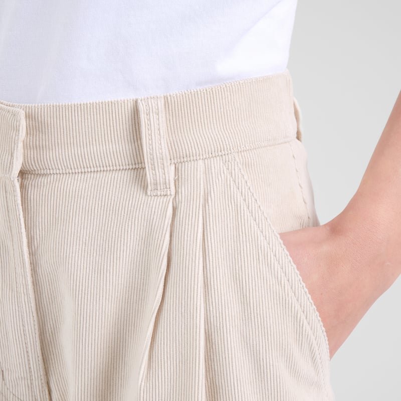 Vickeleby Organic Cotton Corduroy Pleated Trousers in Off-White - Image 2