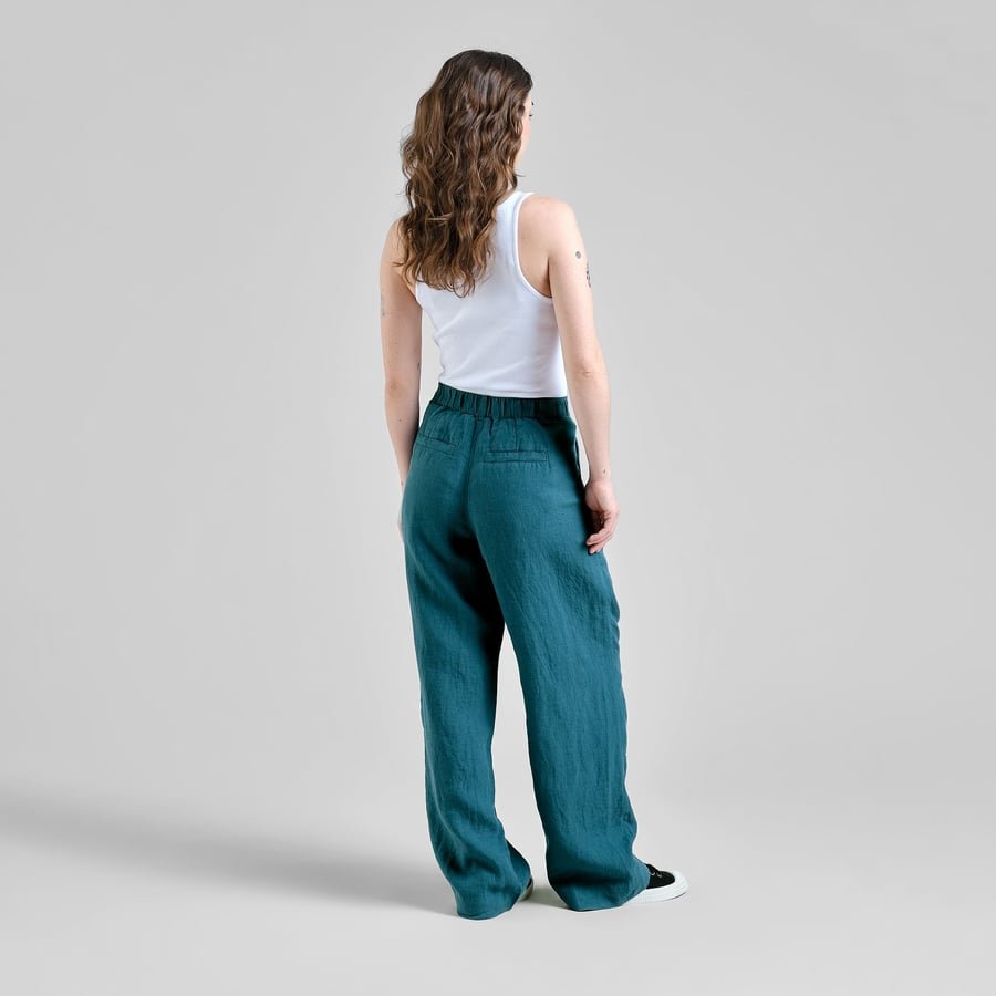 Vickleby Linen Pants in Mediterranea Green - Image 3