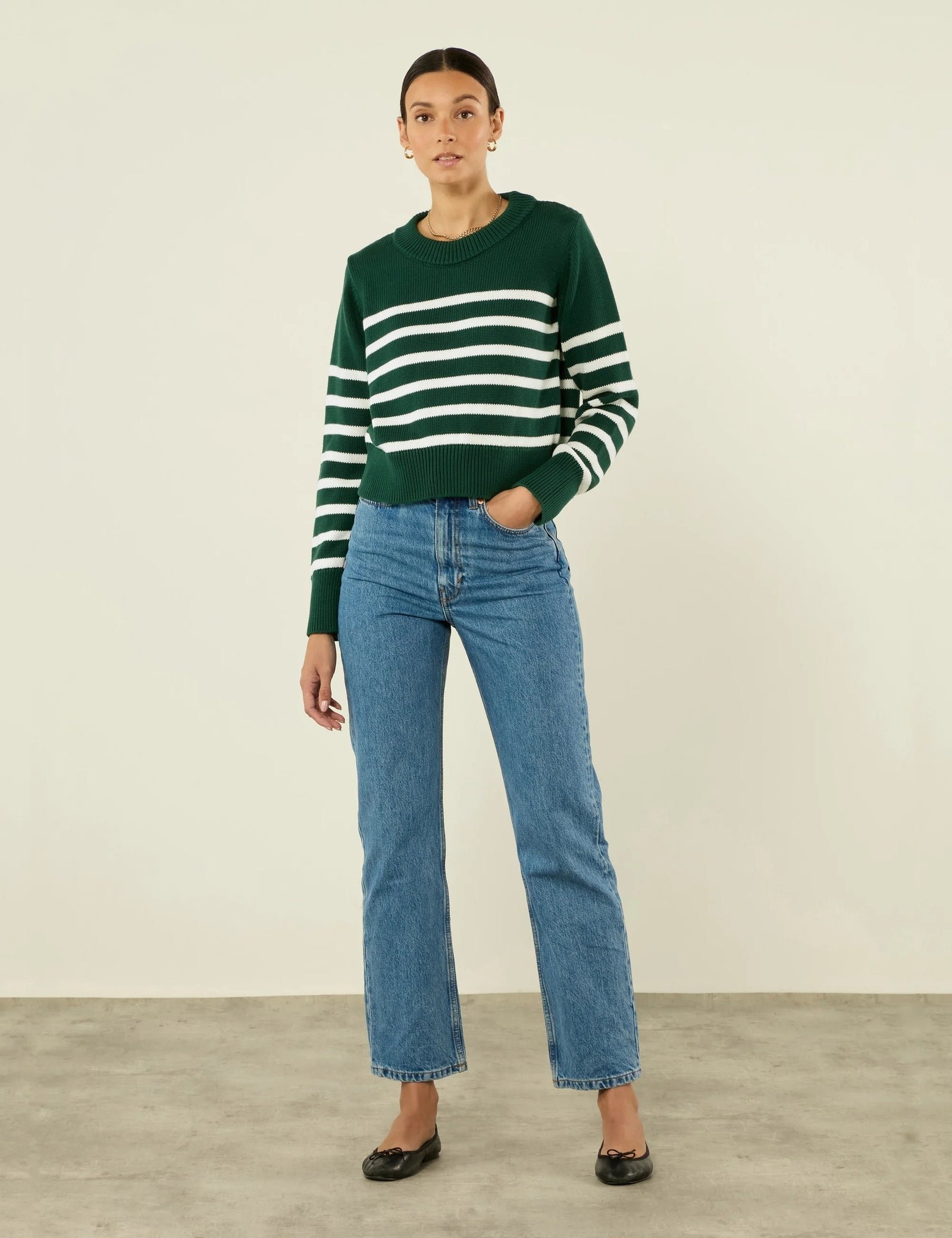 Devon Cotton Jumper in Navy - Image 19
