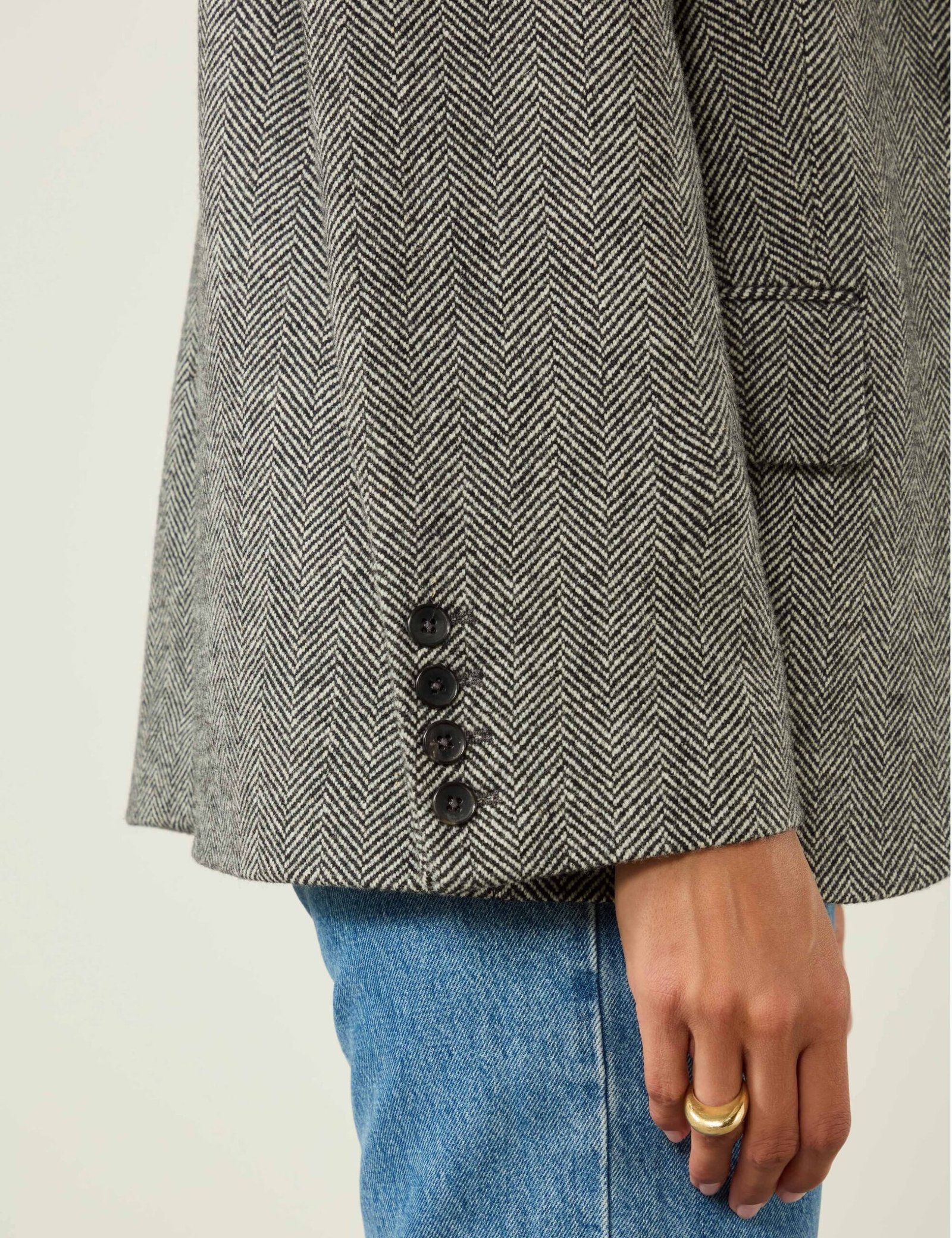 Wool Hutton Blazer in Heringbone Grey - Image 4