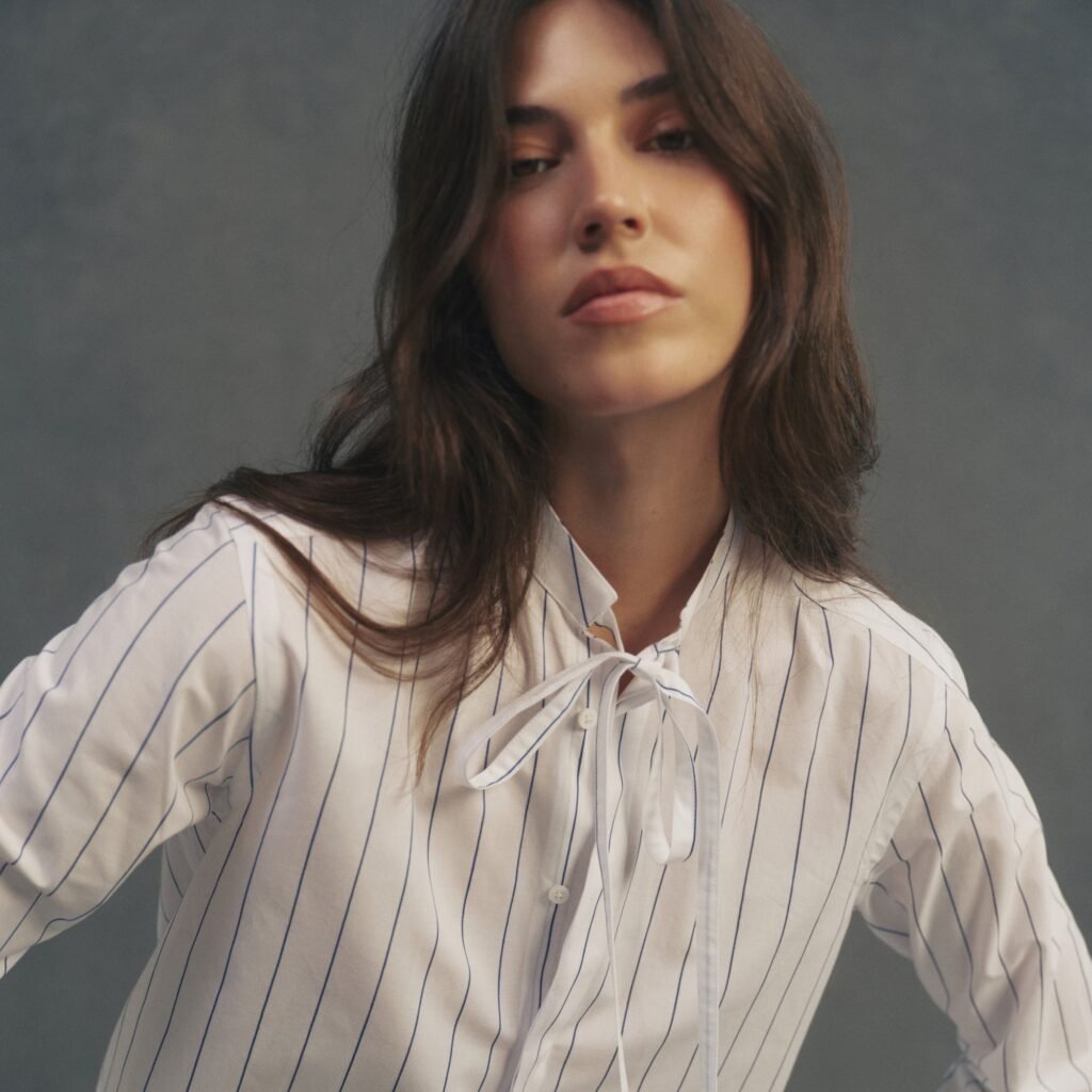 Boyfriend Bowtie Button Down Shirt in Blue and White Stripe