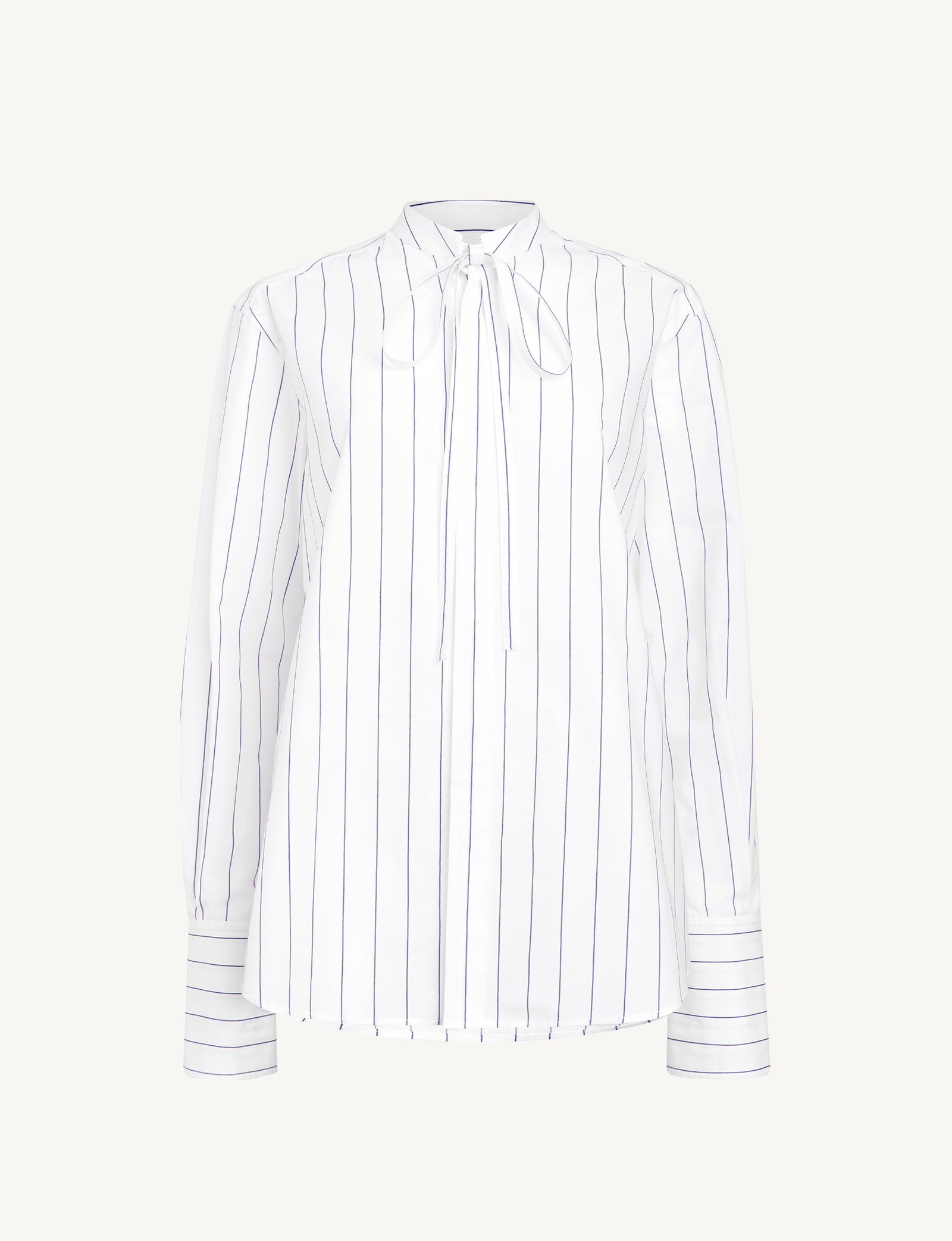 Boyfriend Bowtie Button Down Shirt in Blue and White Stripe - Image 2