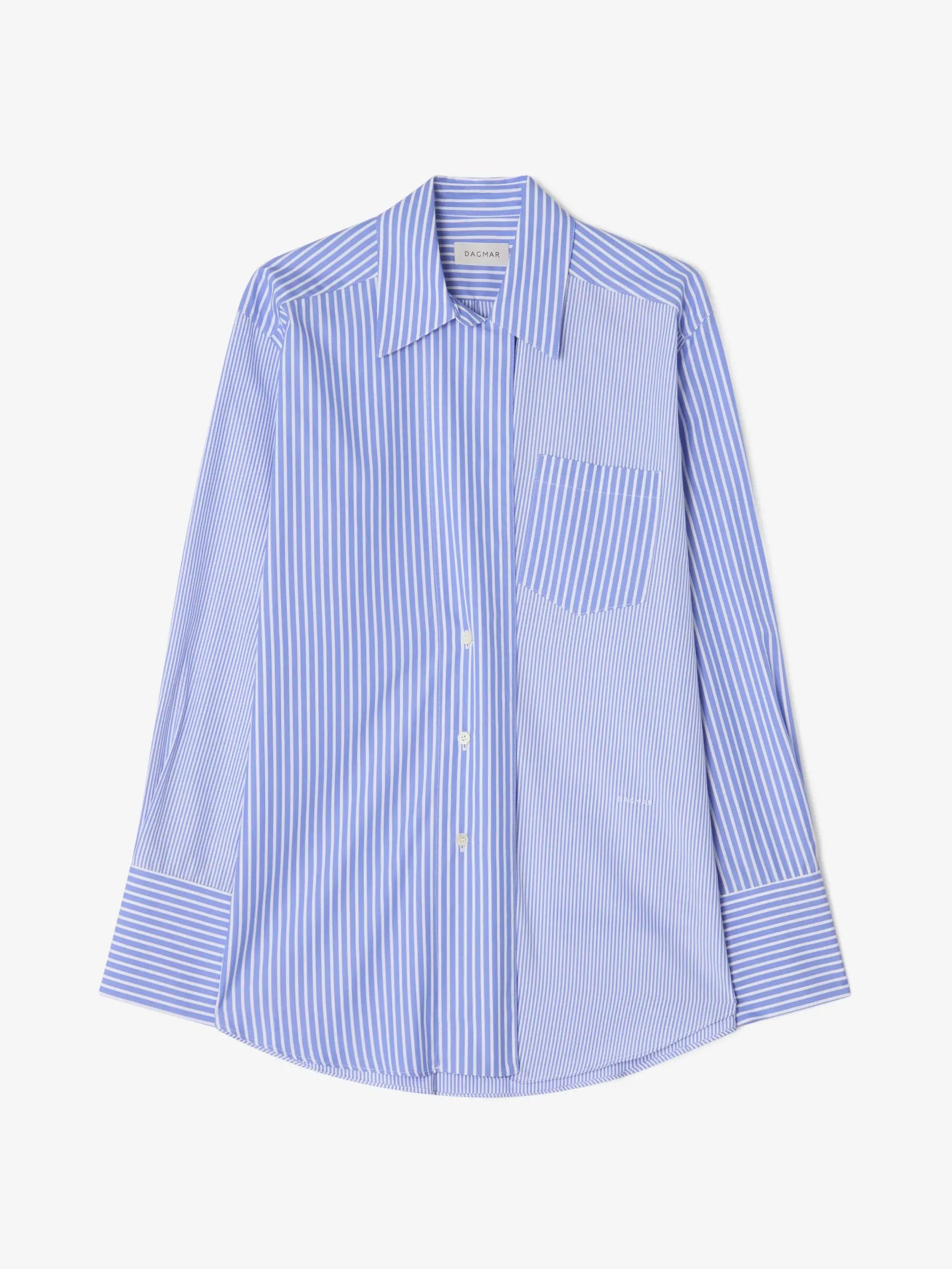 Asymmetric Organic Cotton Striped Shirt in White - Image 5