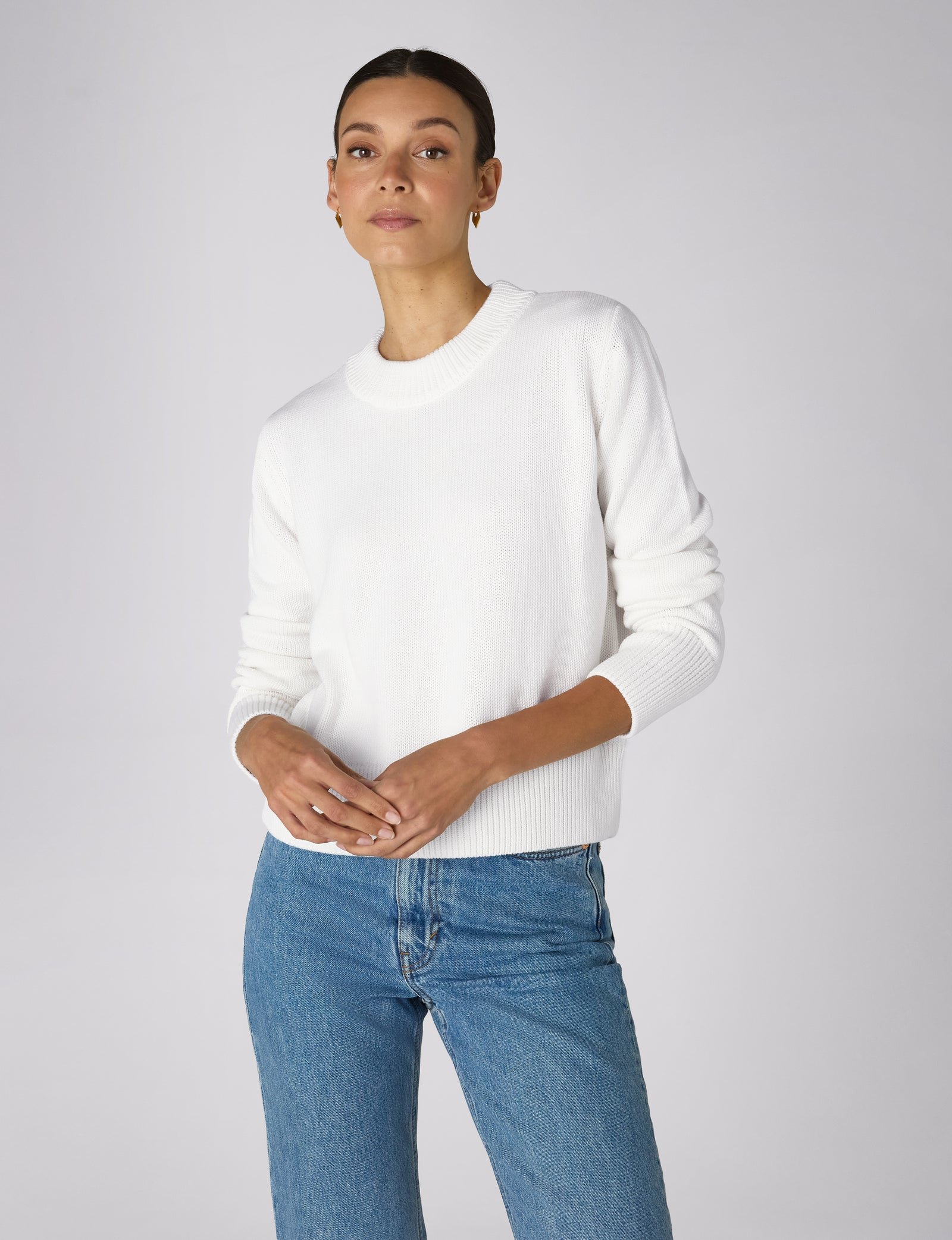 Devon Cotton Jumper in Navy - Image 12