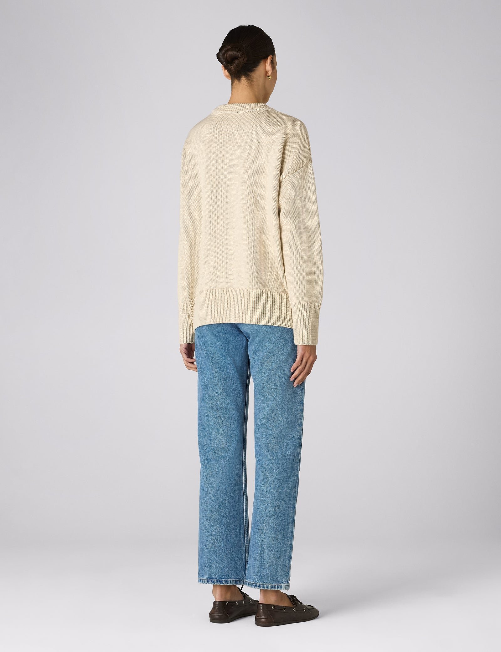 Cornwall Cotton Jumper in Oatmeal - Image 4