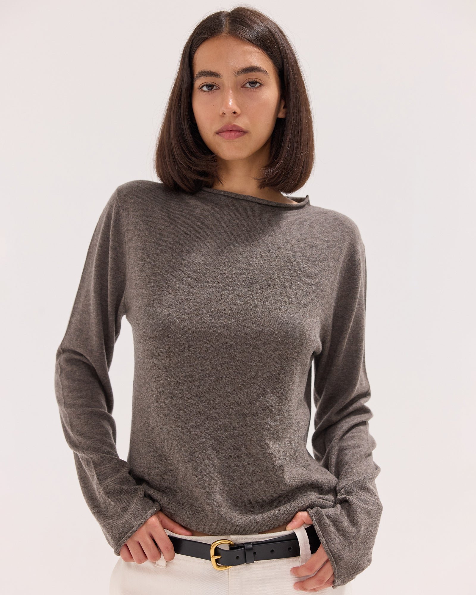 The Funnel Neck Top | Squirrel