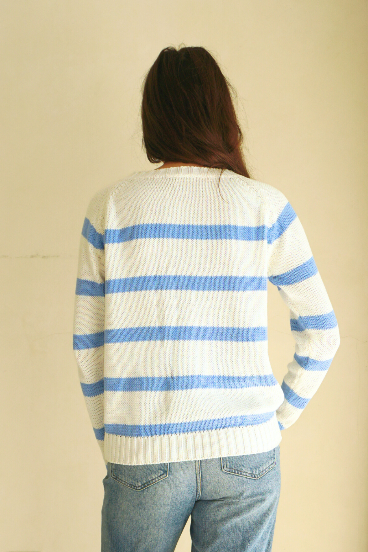 Stripe Sloane Crewneck in Coastal Blue - Image 4