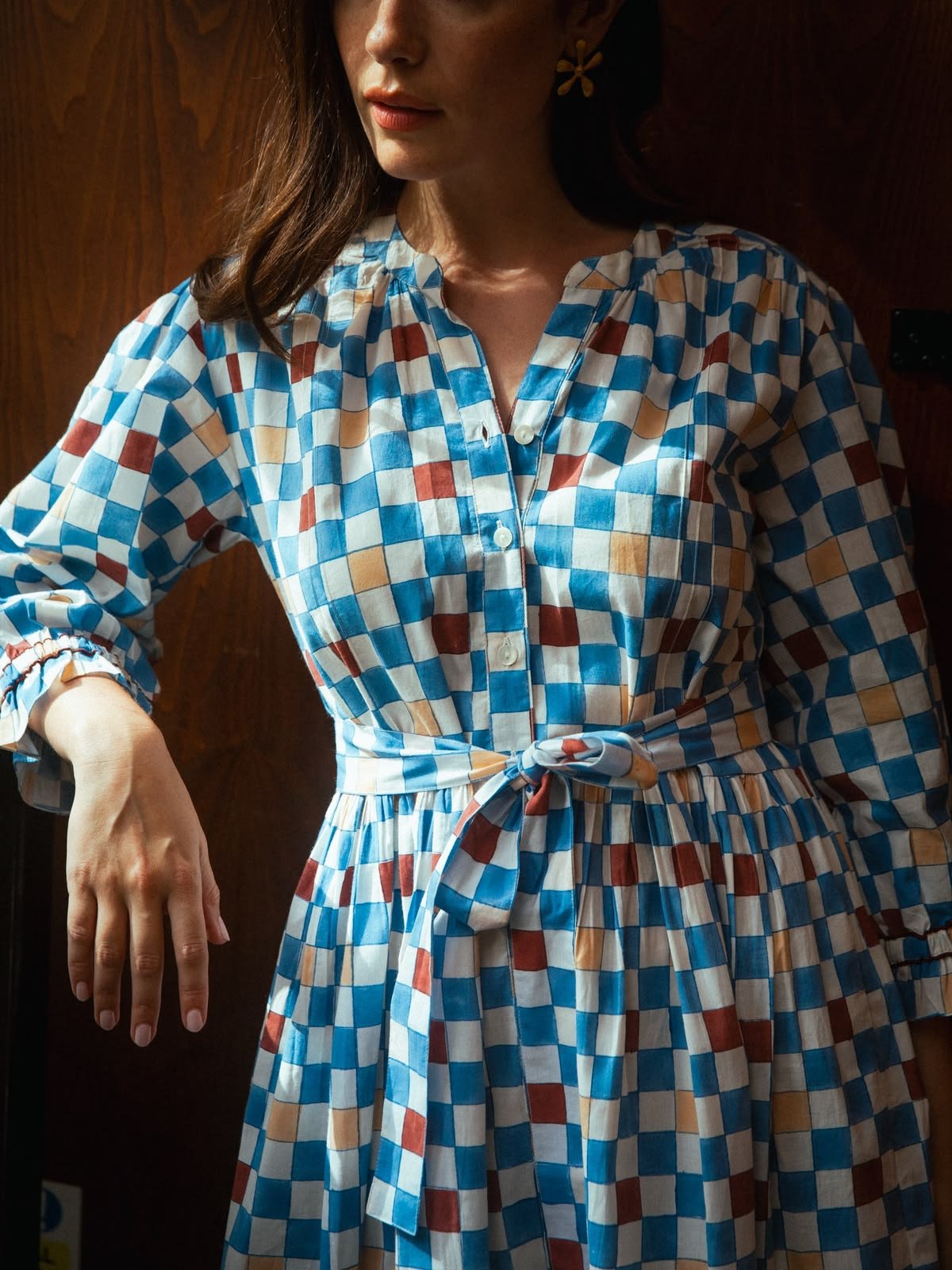 Colette Cotton Dress in Chequers - Image 2