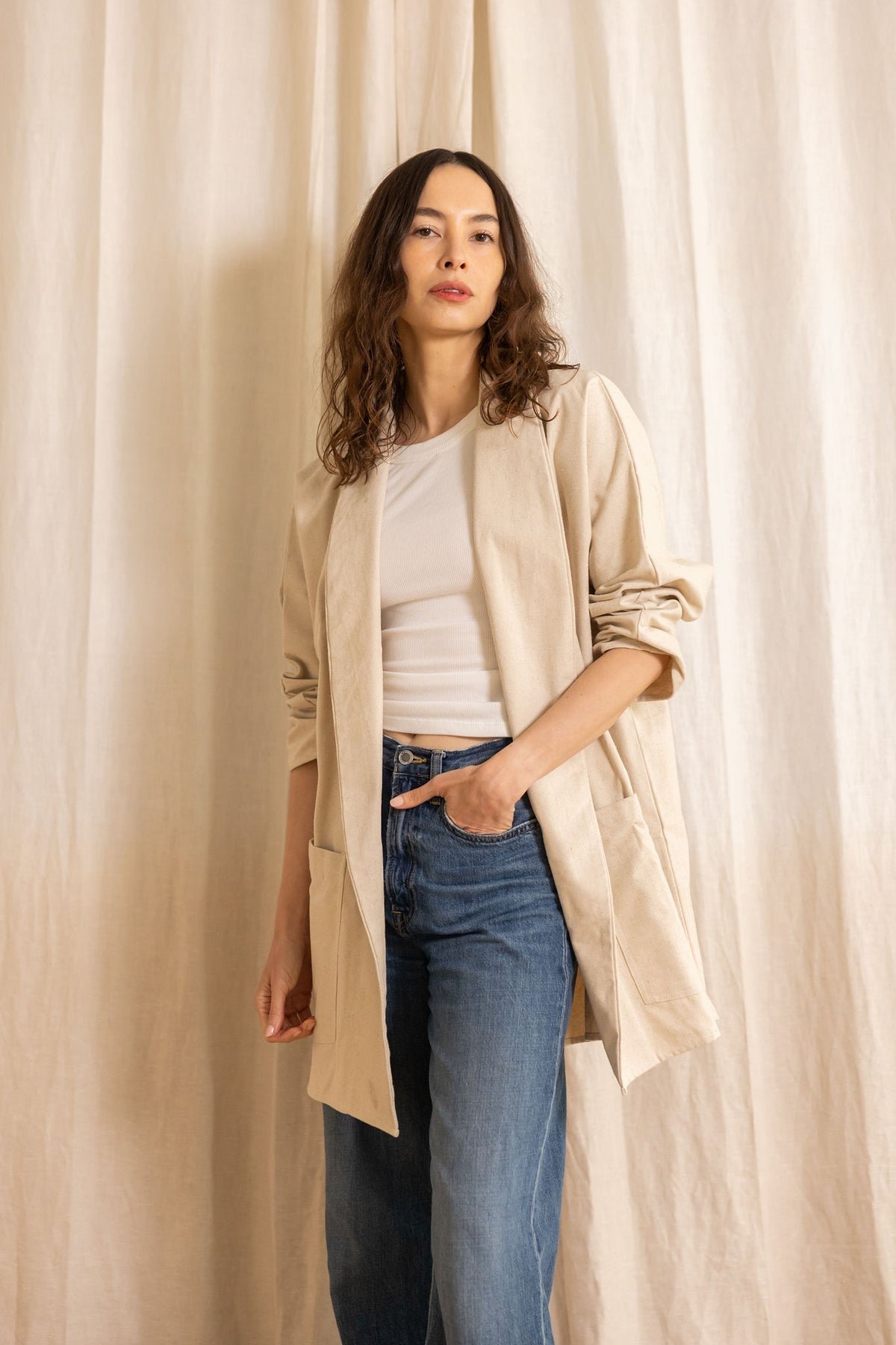 Parul Cotton Canvas Long Line Jacket - Image 2