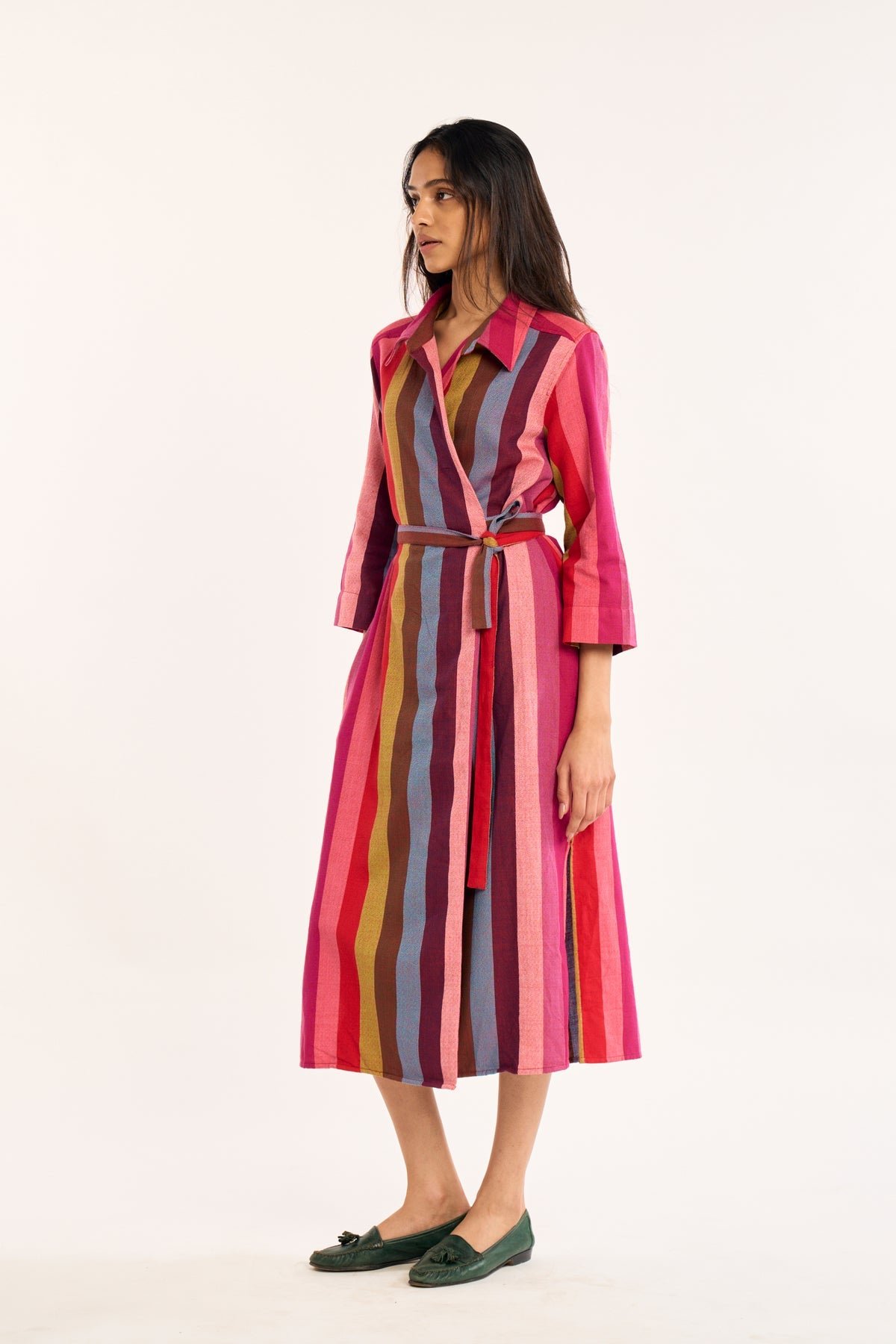 Stella Cotton Wrap Dress in Margo Stripe - Image 2