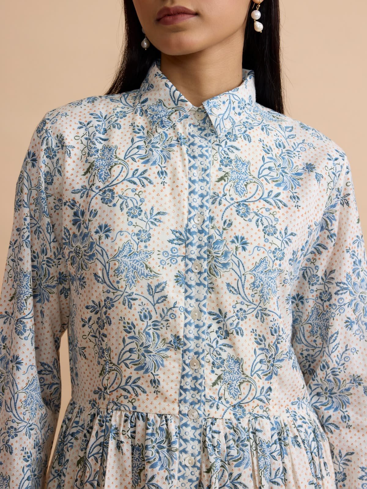 Dakota Cotton Dress in Blue Chintz Trail - Image 4