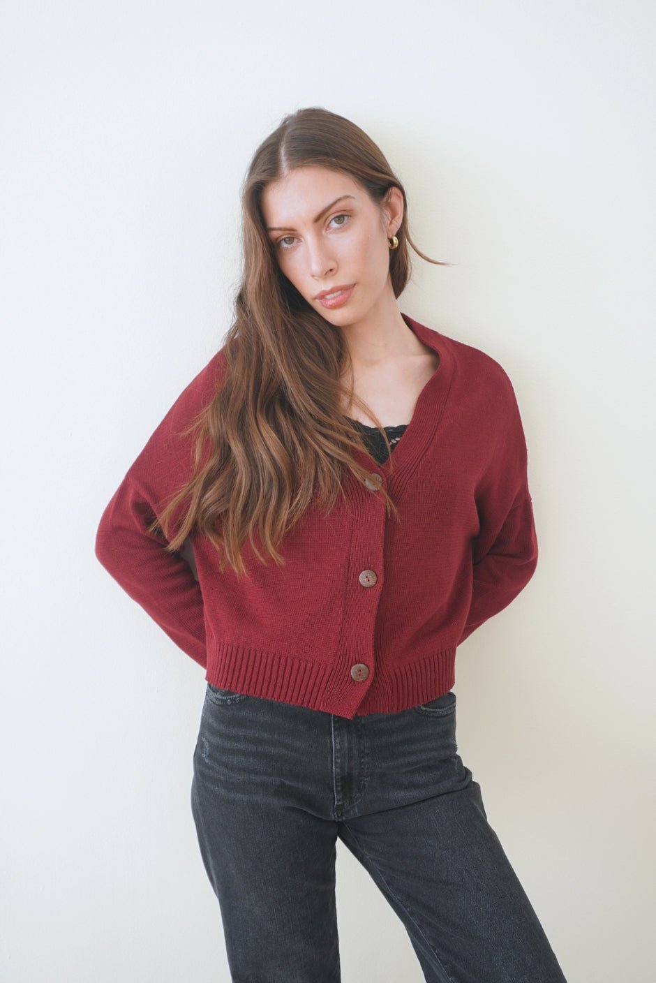 Diana Cardigan in Burgundy - Image 2