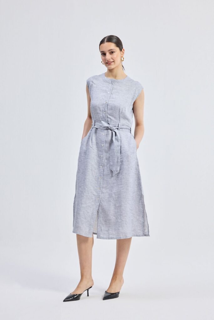 Back Cut Out Linen Dress
