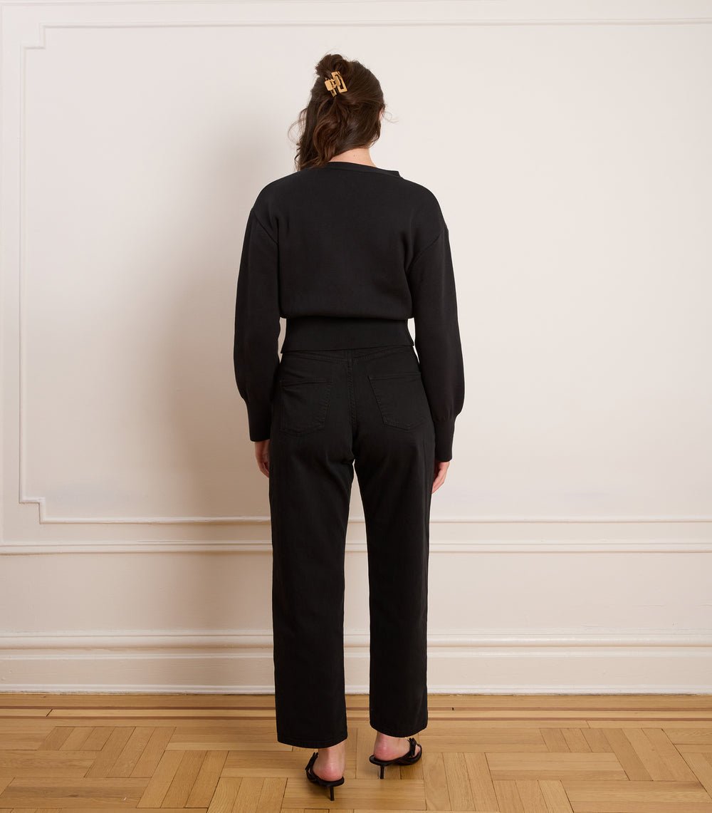 Celia Cropped Snap Cardigan in Black - Image 2