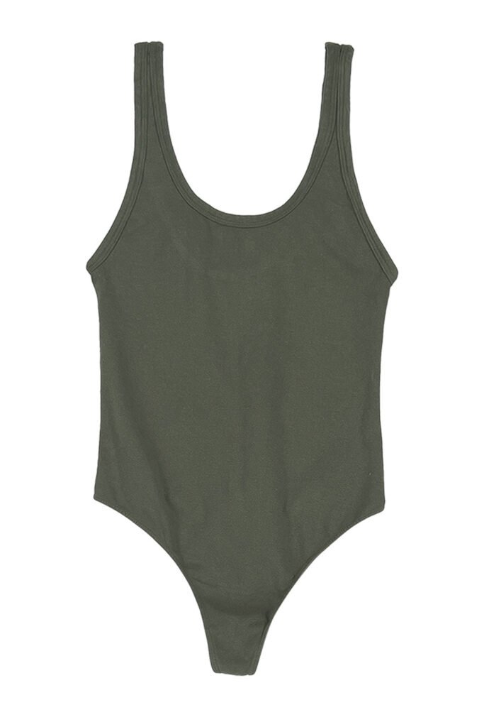 Organic Cotton and Hemp Bodysuit in Olive Green