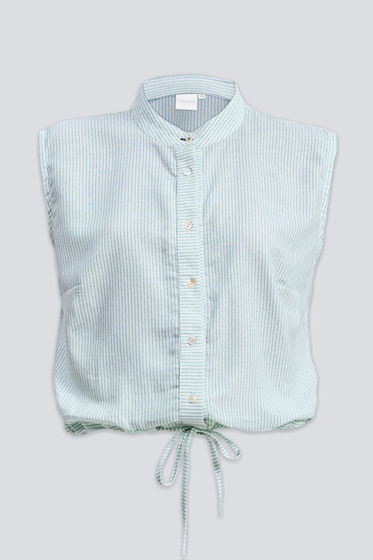 Button Down Shirt with Drawstring Waist in Light Green - Image 3