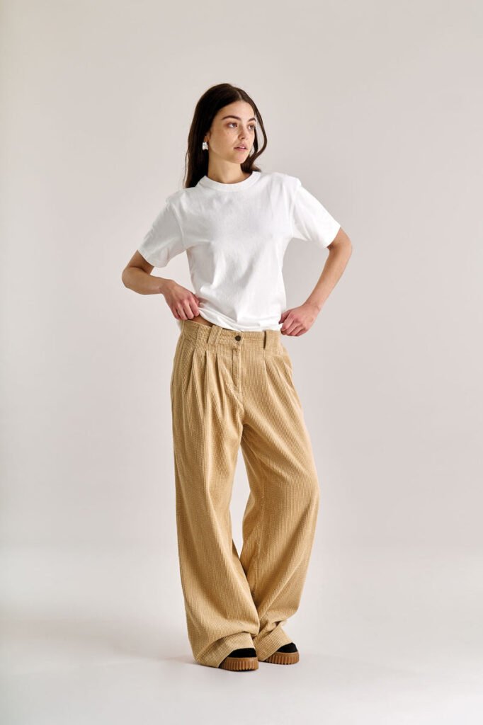 Lola Organic Cotton Cord Trouser in Croissant Beige