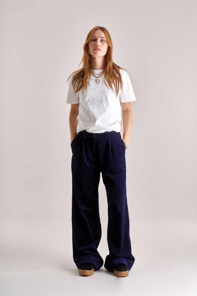 Lola Organic Cotton Cord Trouser in Navy