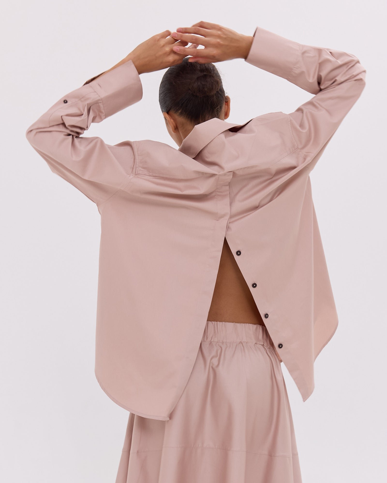 Split Back Shirt in Lotus Pink - Image 2