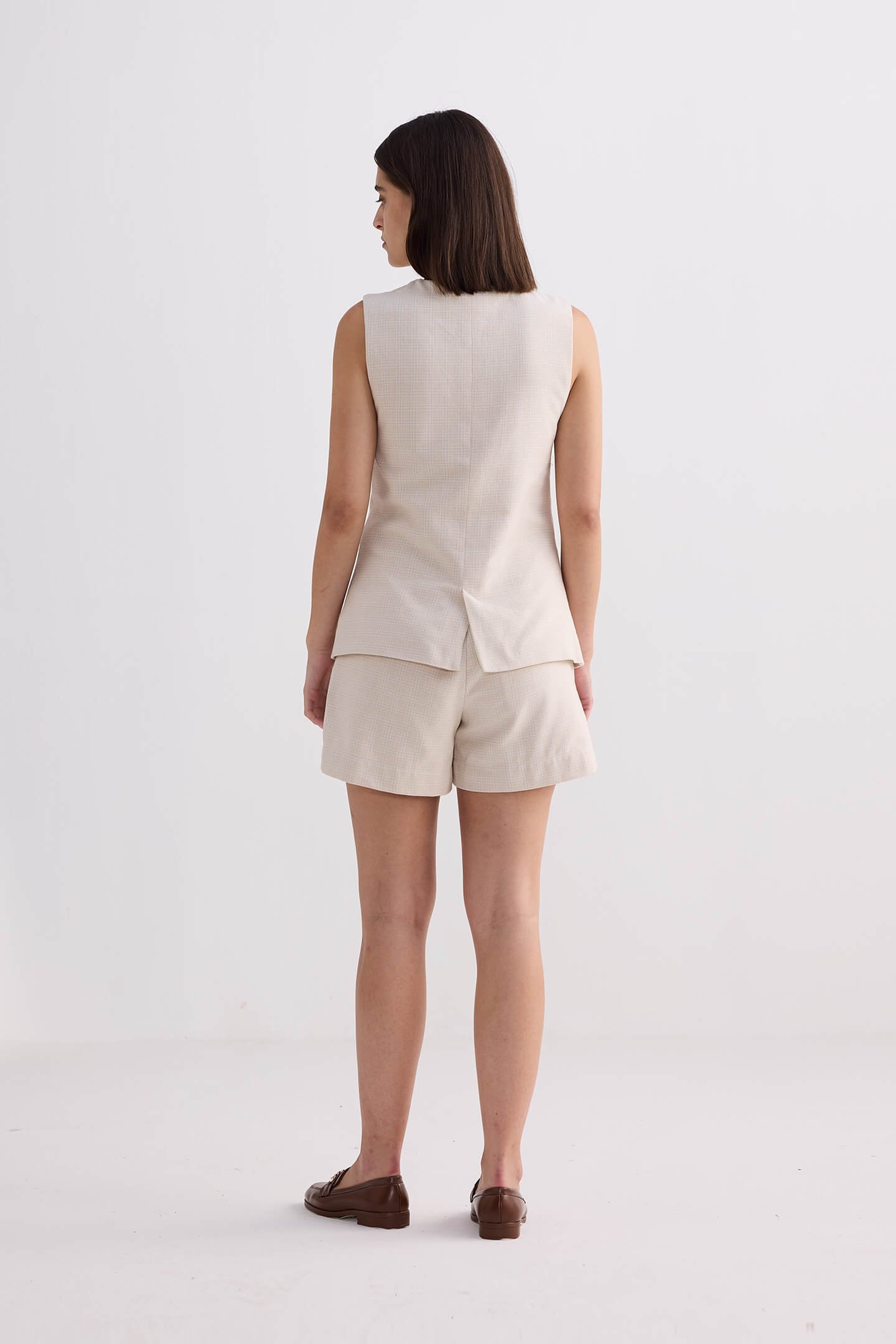 Cotton Tweed Vest in Cream - Image 3