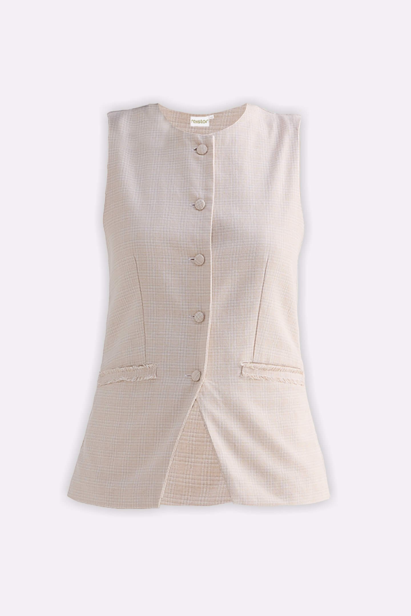 Cotton Tweed Vest in Cream - Image 2