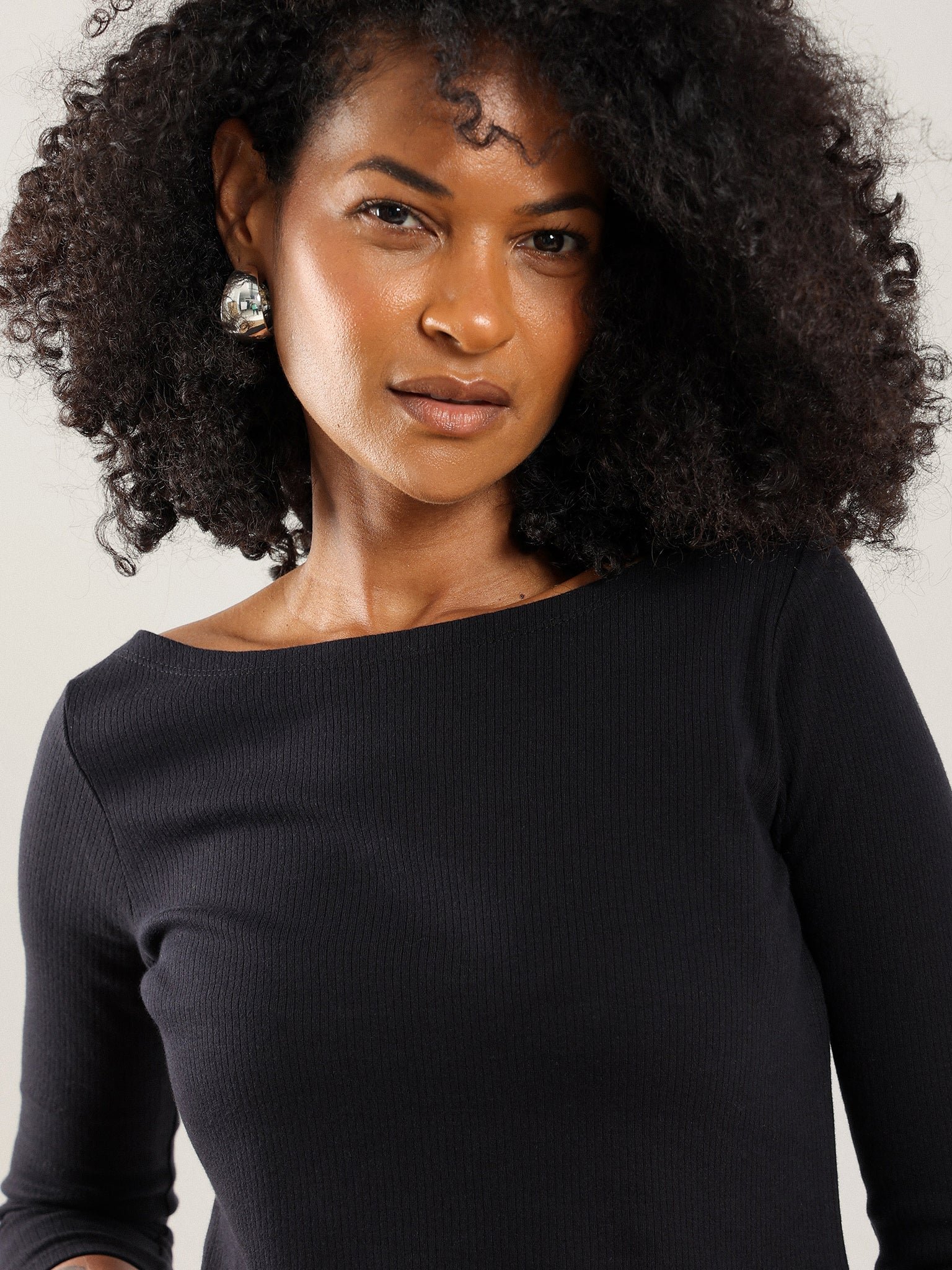 Bahr Cropped Boatneck Top in Black