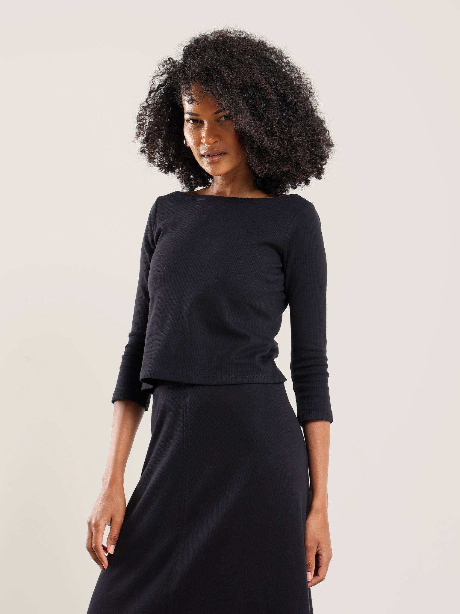 Bahr Cropped Boatneck Top in Black - Image 4