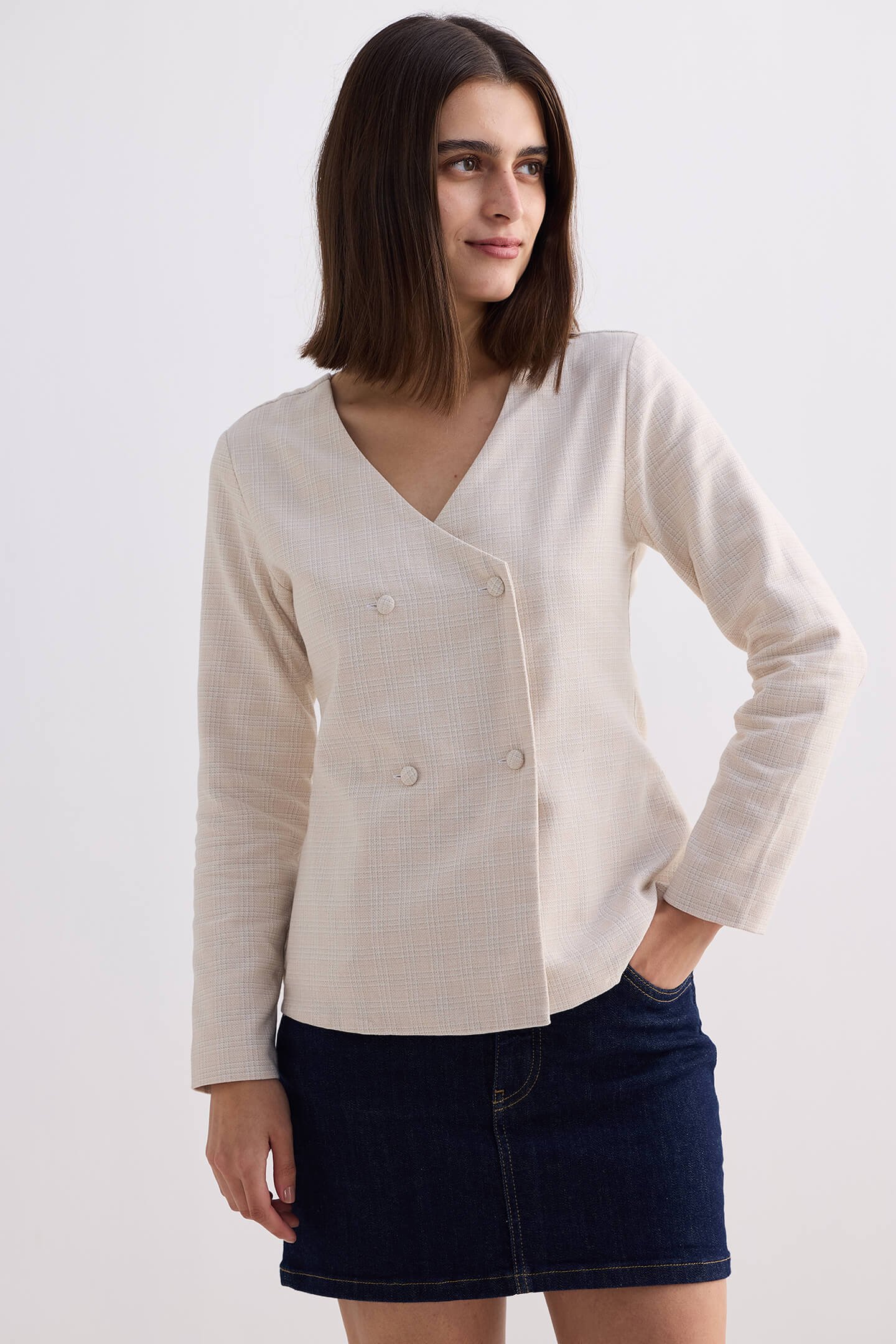 Fitted Cotton Tweed Jacket in Silver Strides - Image 4