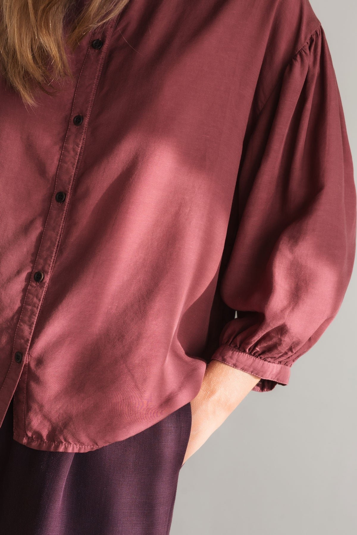 Gabriela Tencel and Linen Shirt in Burnt Berry