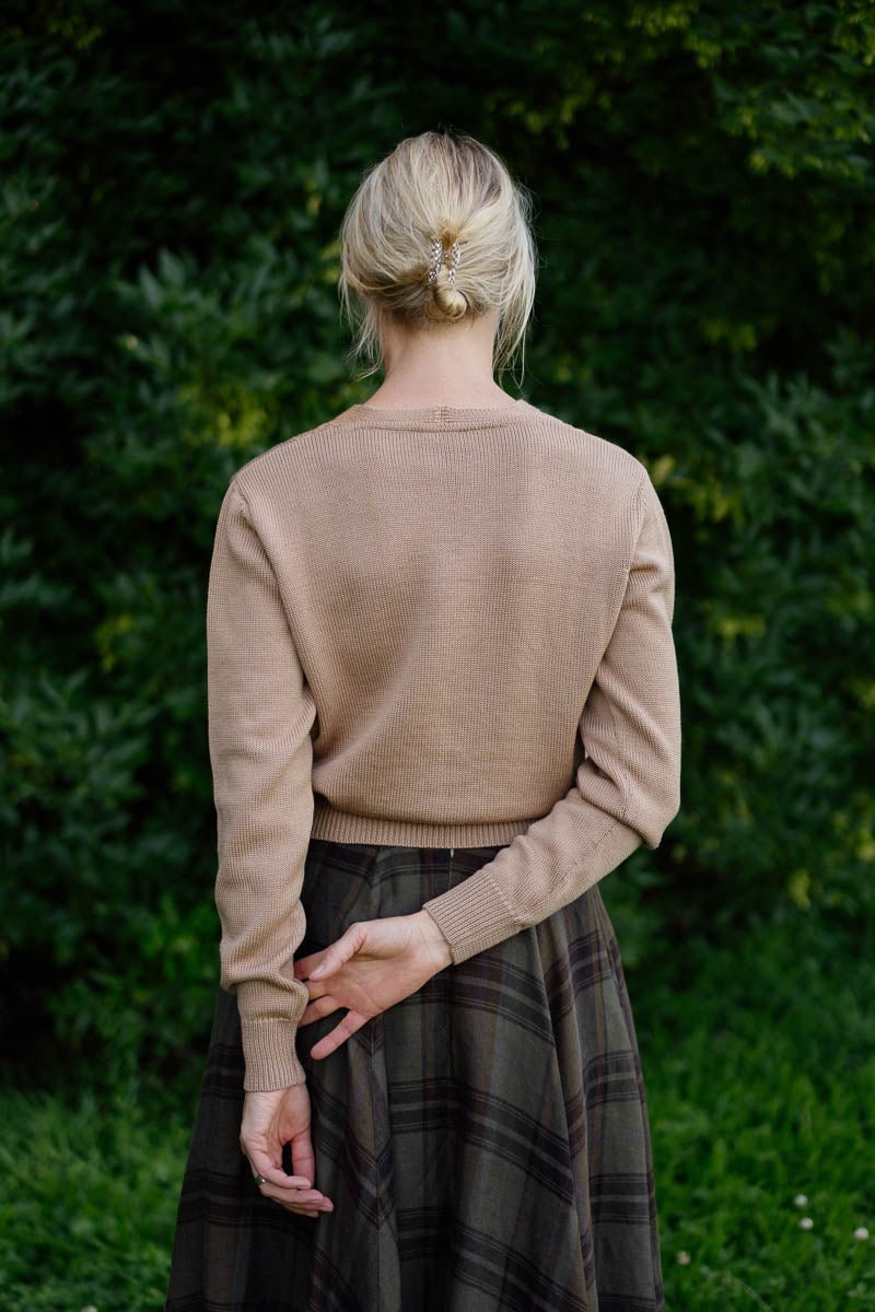 Elaine – Merino Wool Cardigan in Walnut Brown - Image 2