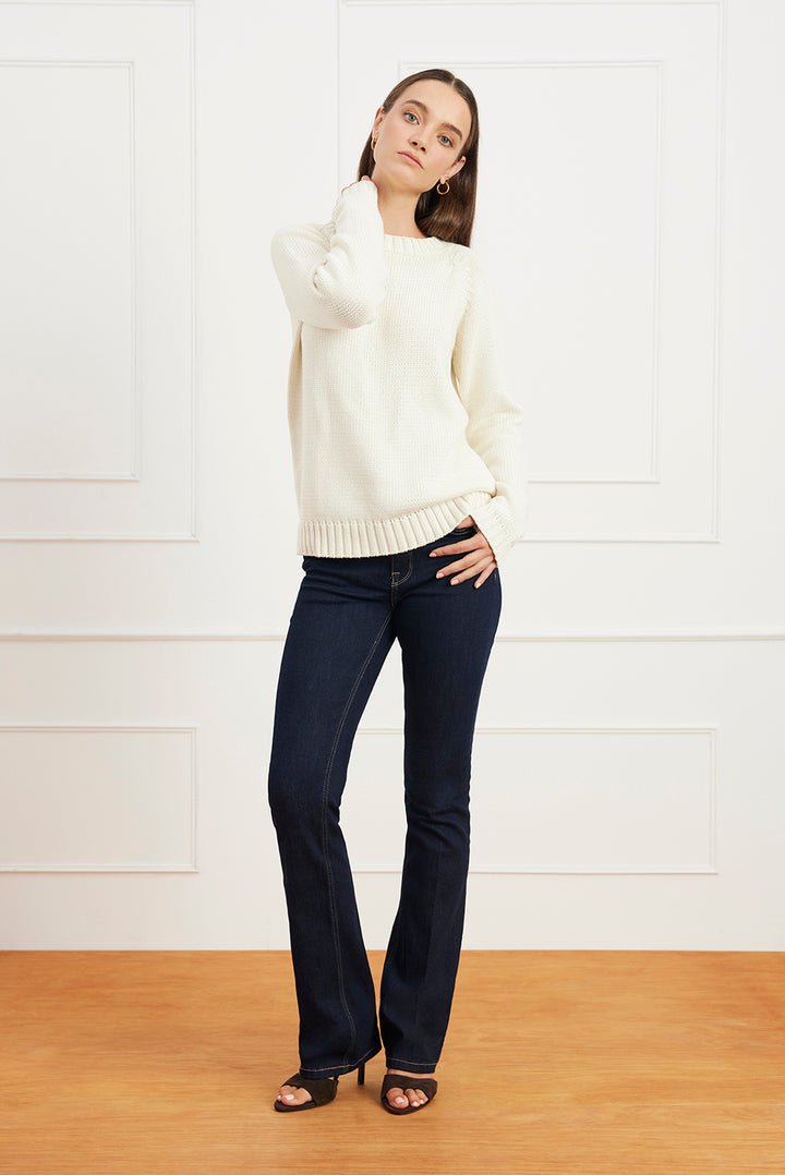Aspen Cotton Crewneck Sweater in Midnight Navy - Image 5
