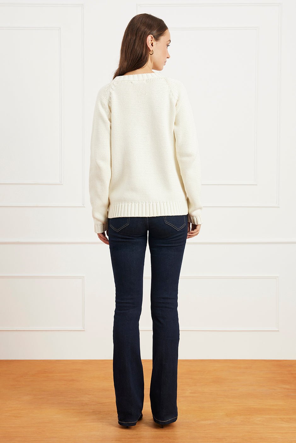 Aspen Cotton Crewneck Sweater in Oatmilk - Image 3