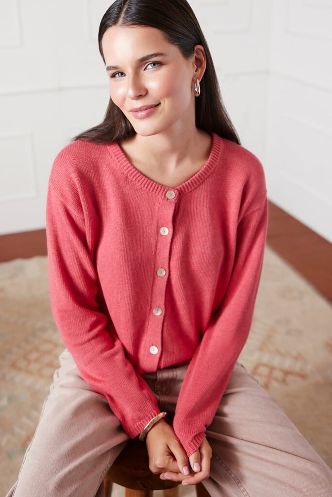 Ruthie Cotton Cardigan in Vintage Red