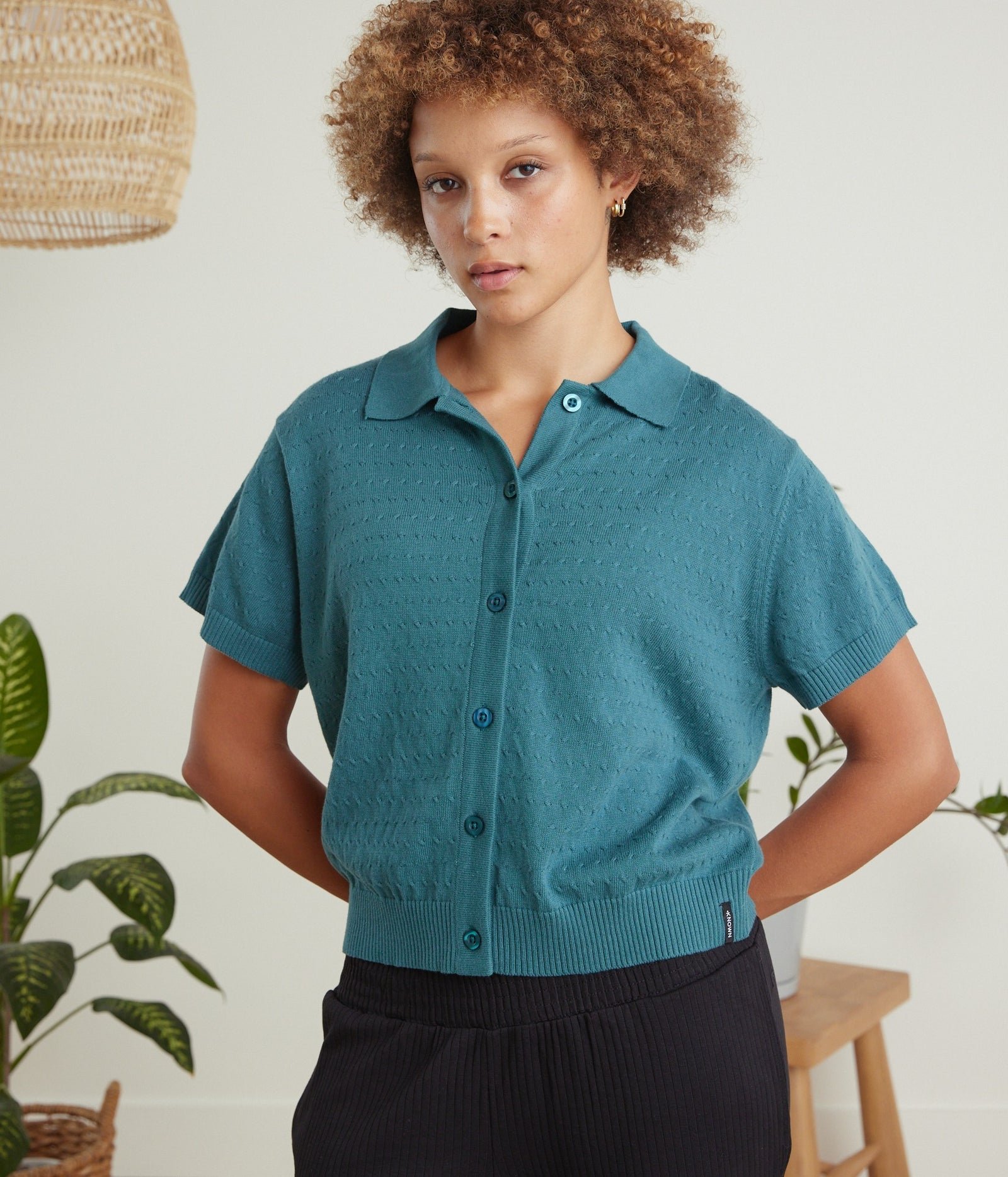 Antigua Organic Cotton Knit Top in Marine