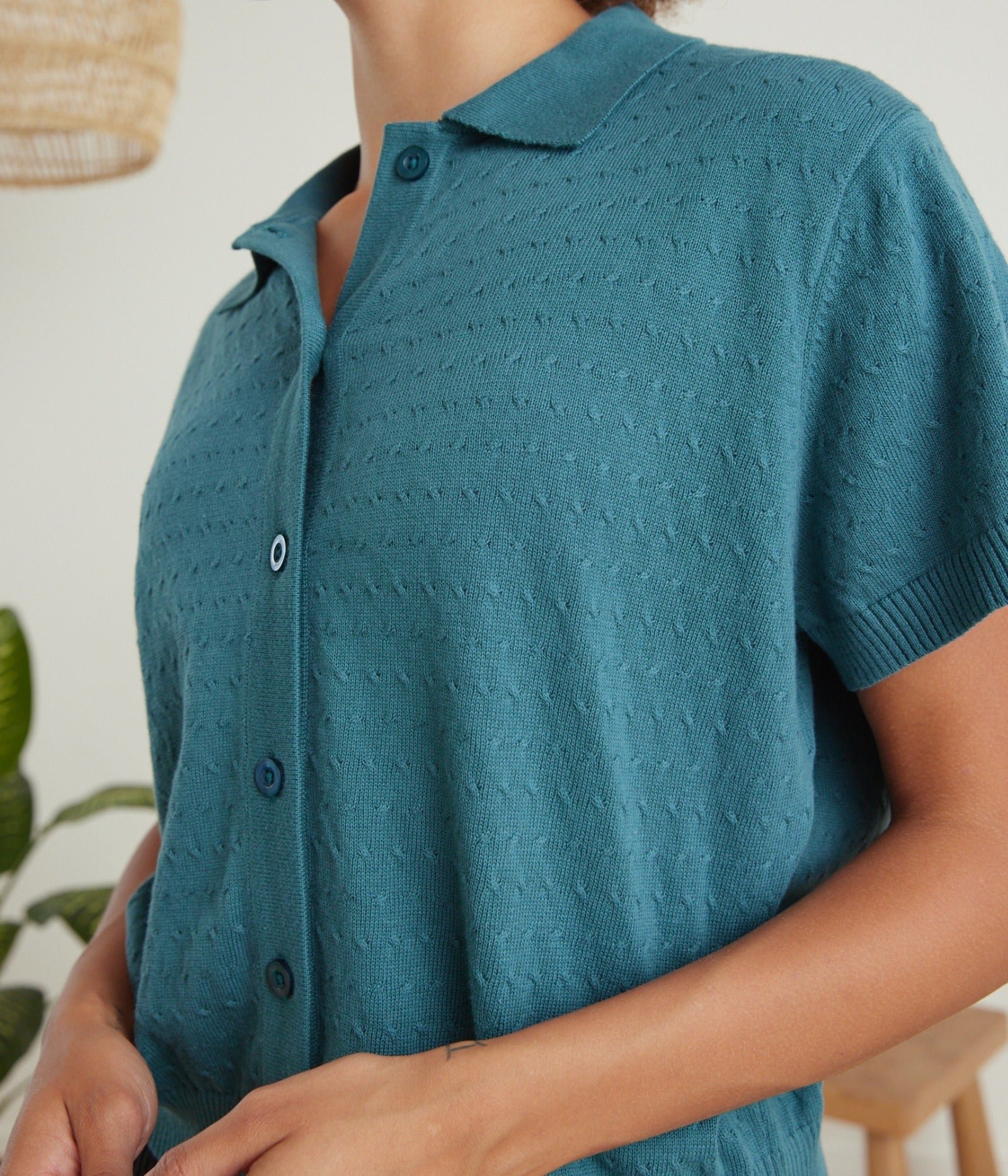 Antigua Organic Cotton Knit Top in Marine - Image 2