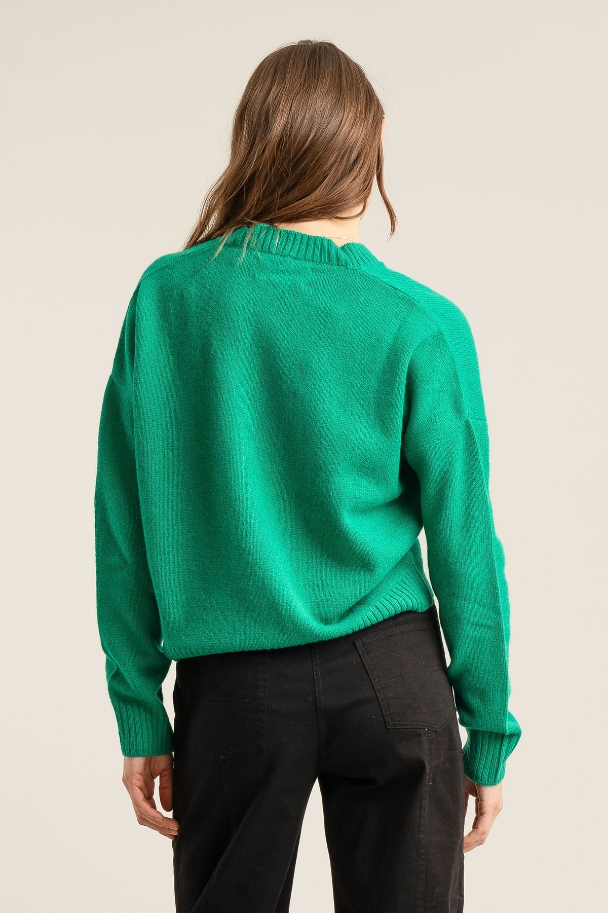 Isla Merino Wool Cardigan in Green - Image 2