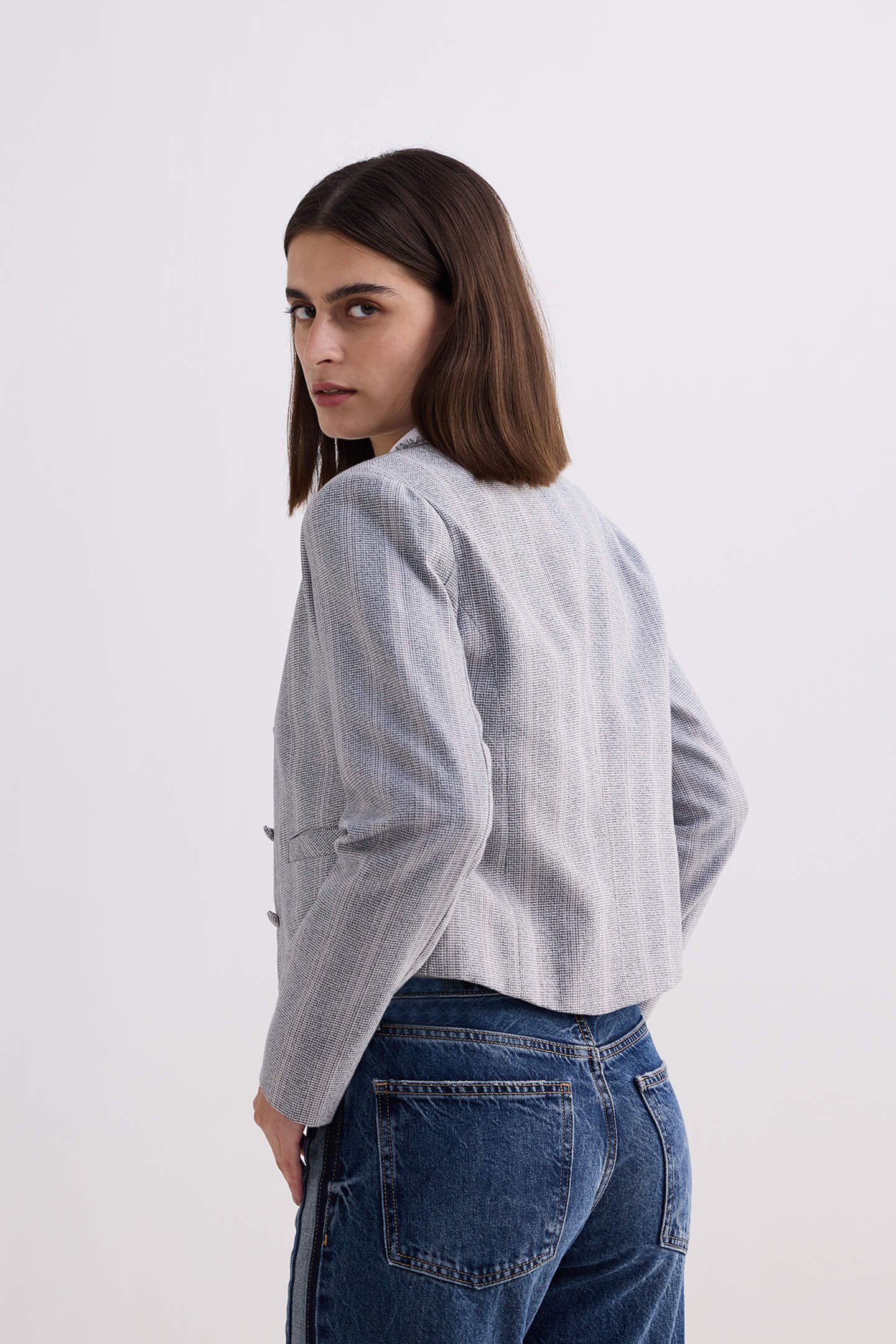 Lady Jacket in Cotton Tweed in Coconut Twist - Image 4