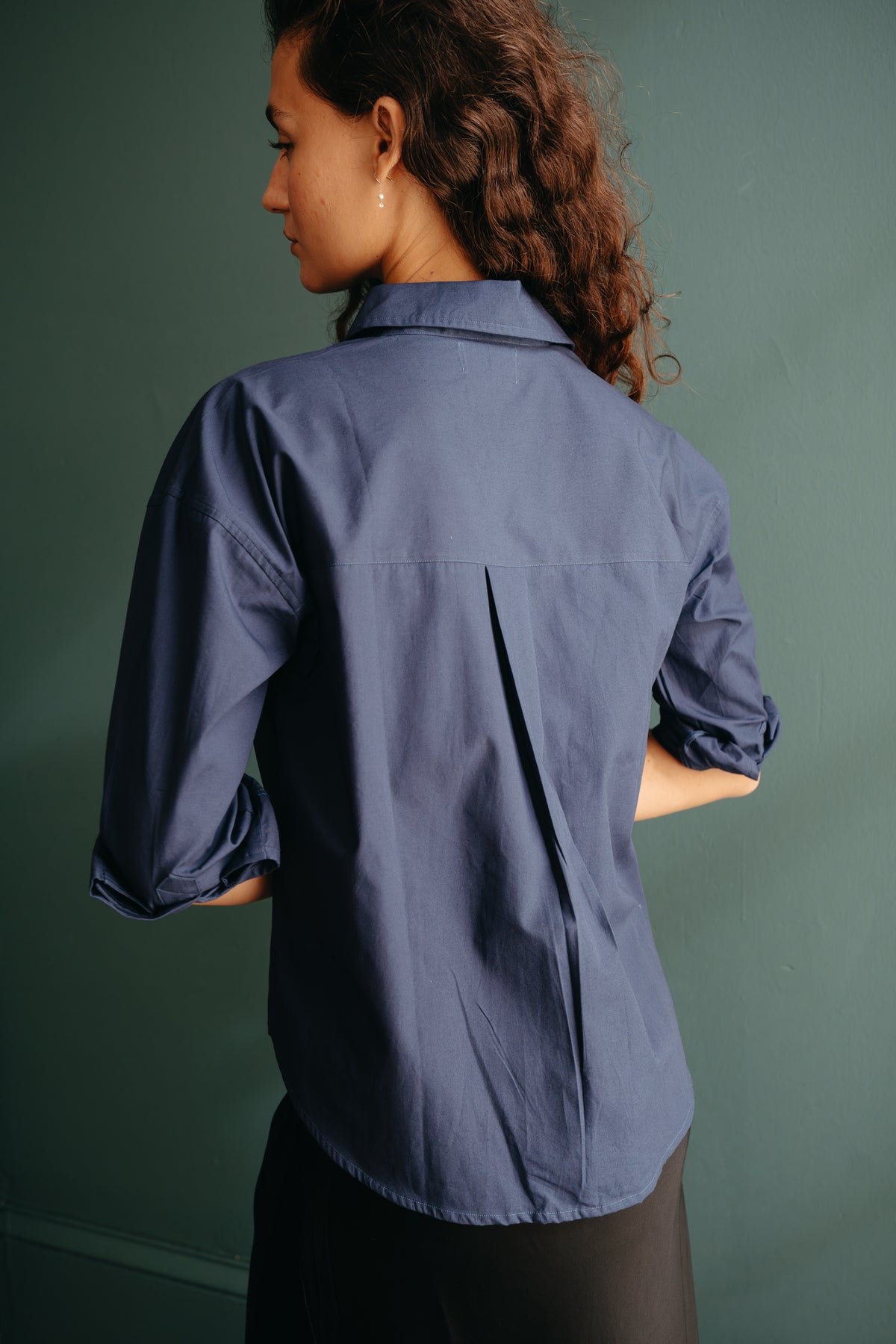 Kira Cotton Button Down Shirt in Black - Image 3