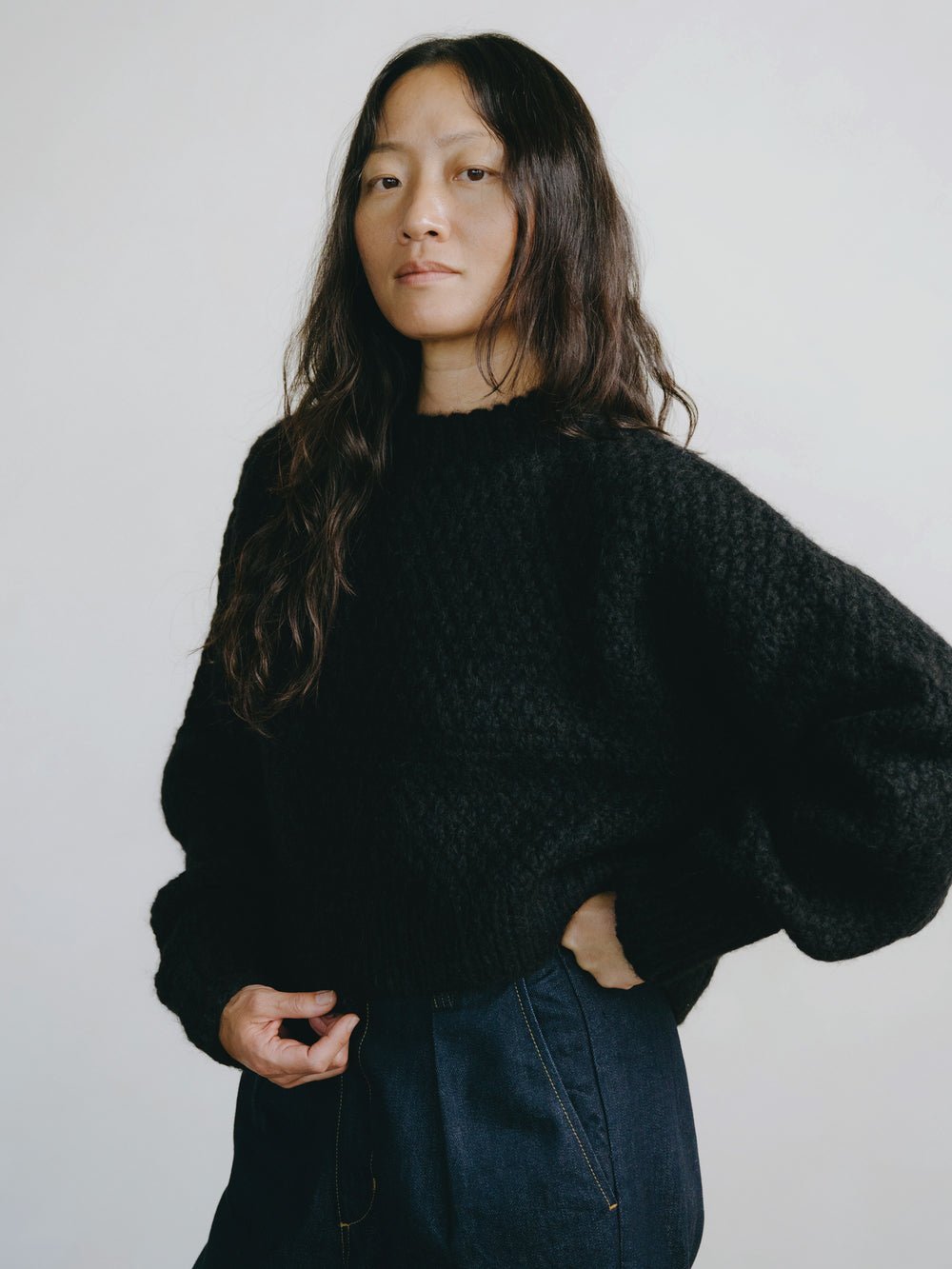 Gia Handknit Alpaca and Organic Cotton Sweater in Cream - Image 4