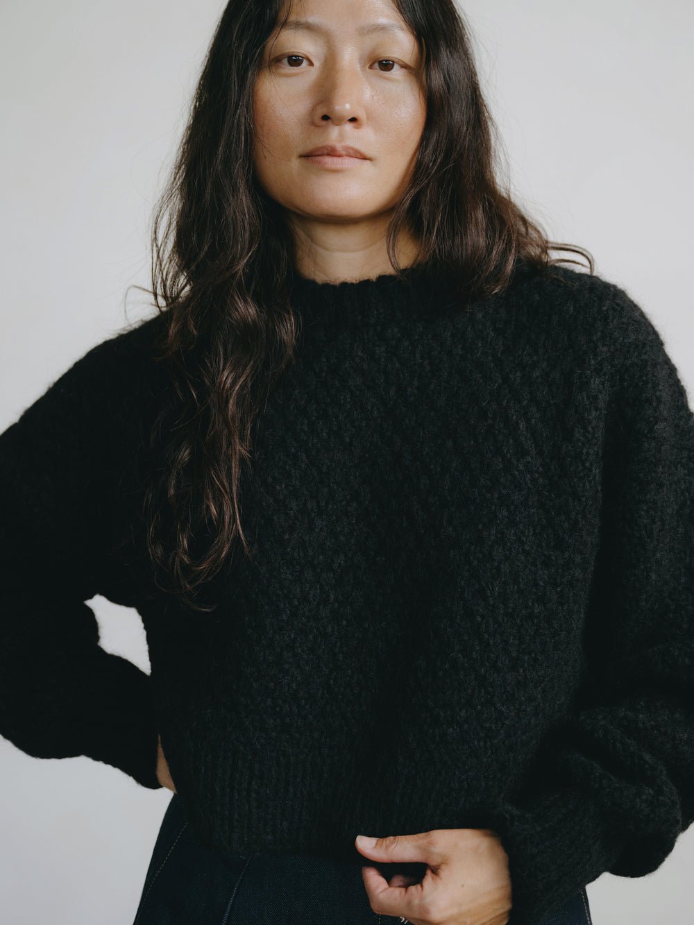 Gia Handknit Alpaca and Organic Cotton Sweater in Cream - Image 3