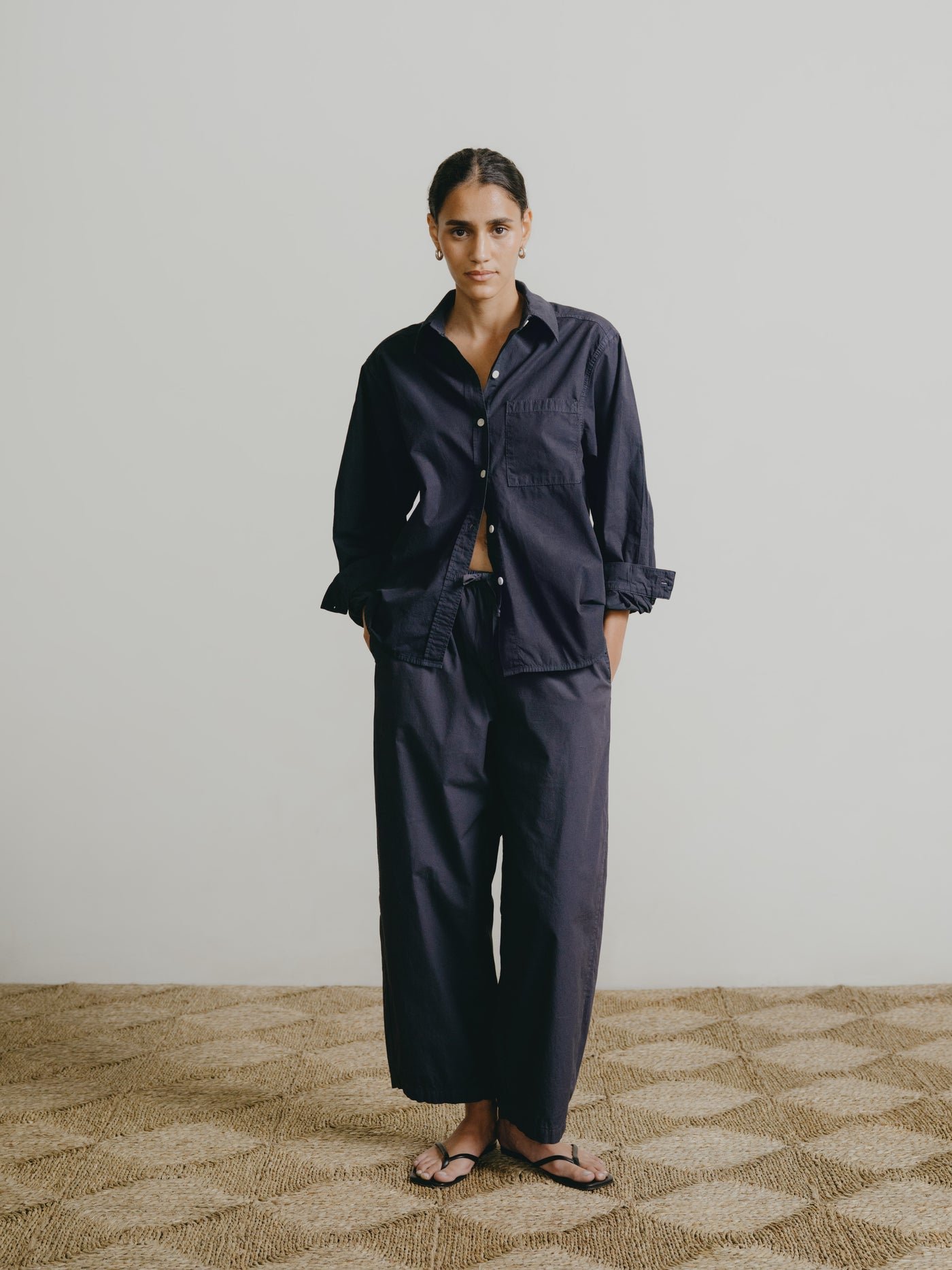 All Day Pant, Organic Cotton Poplin, Navy Blue