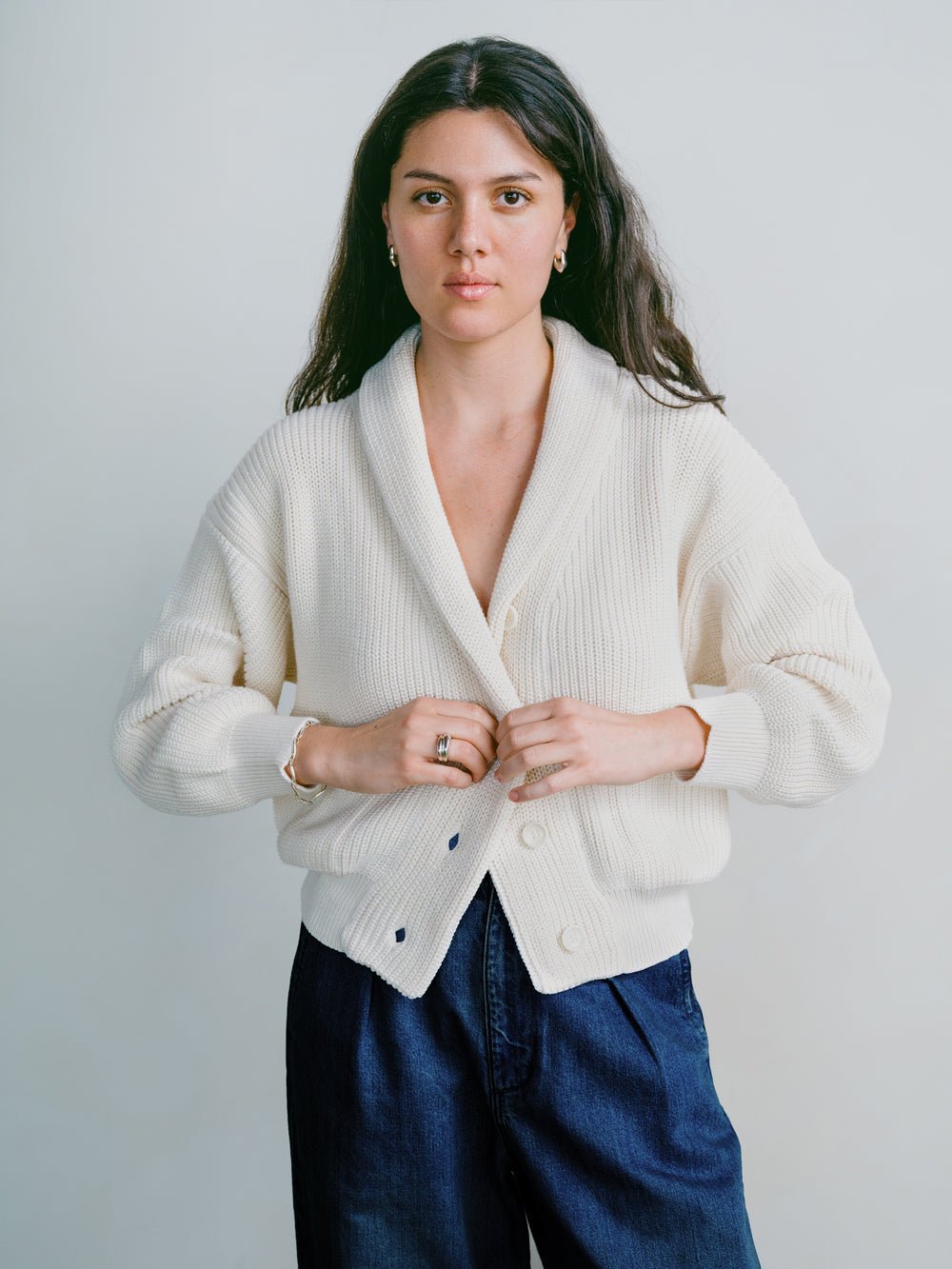 Sloan Organic Cotton Cardigan in Ecru