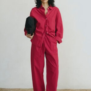 All Day Pant, Organic Cotton Poplin, Tomato Red