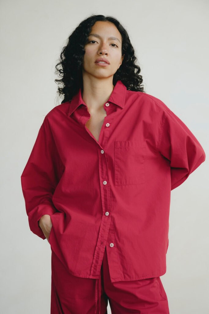 Marcie Shirt, Japanese Organic Cotton, Tomato Red