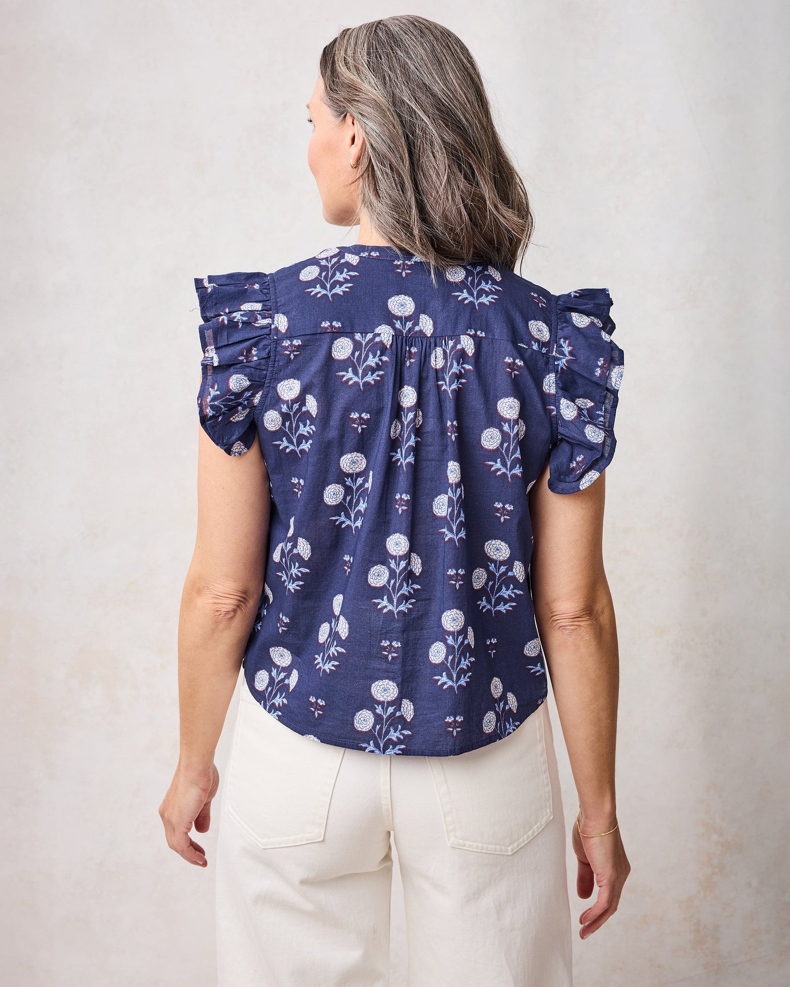 Katie Organic Cotton Blouse in Marigold Bloom Print - Image 4