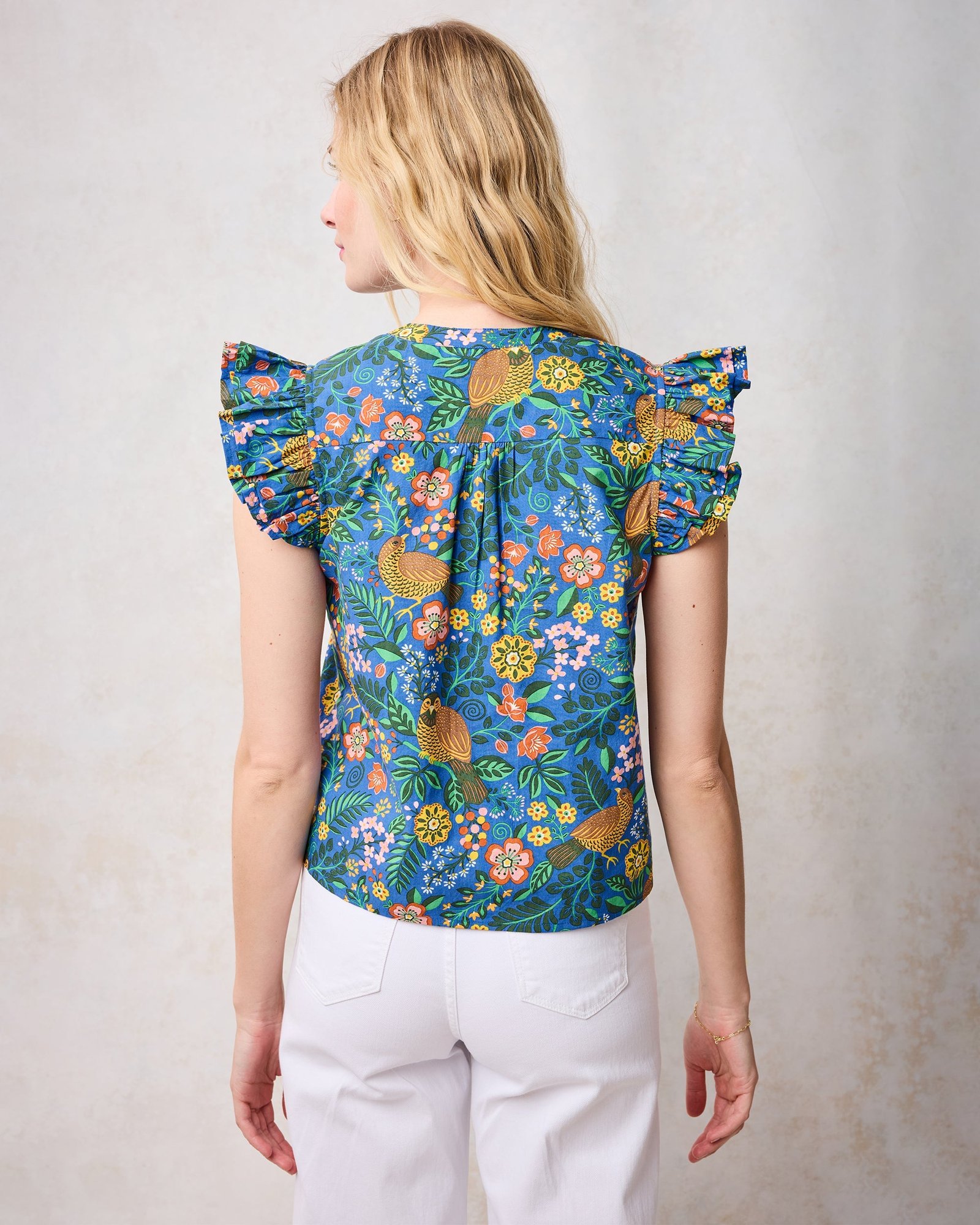 Katie Organic Cotton Blouse in Willow Wren Oasis Print - Image 2