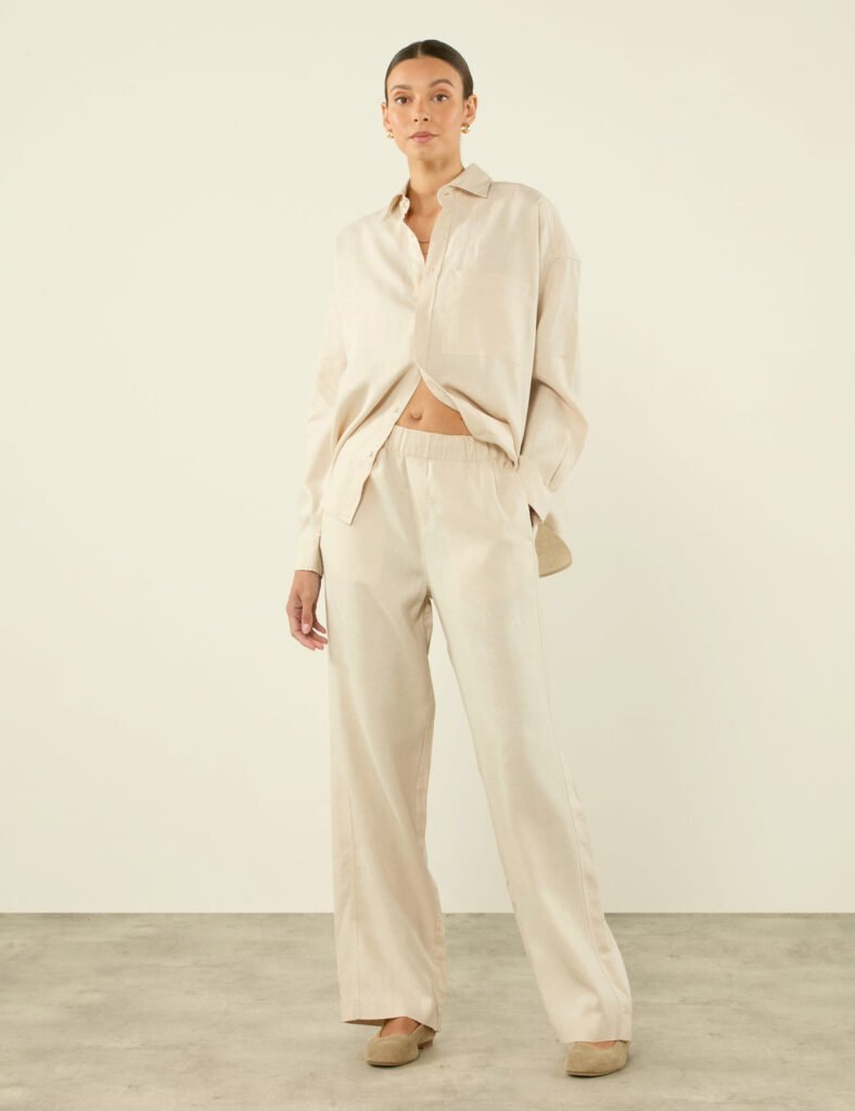 Hemp Palazzo Pants in Parchment