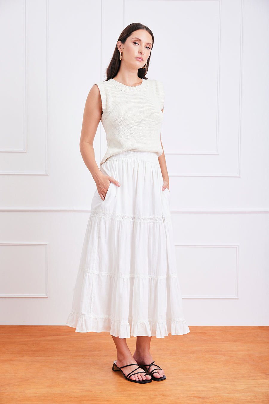Colette Cotton Skirt in Off White - Image 2